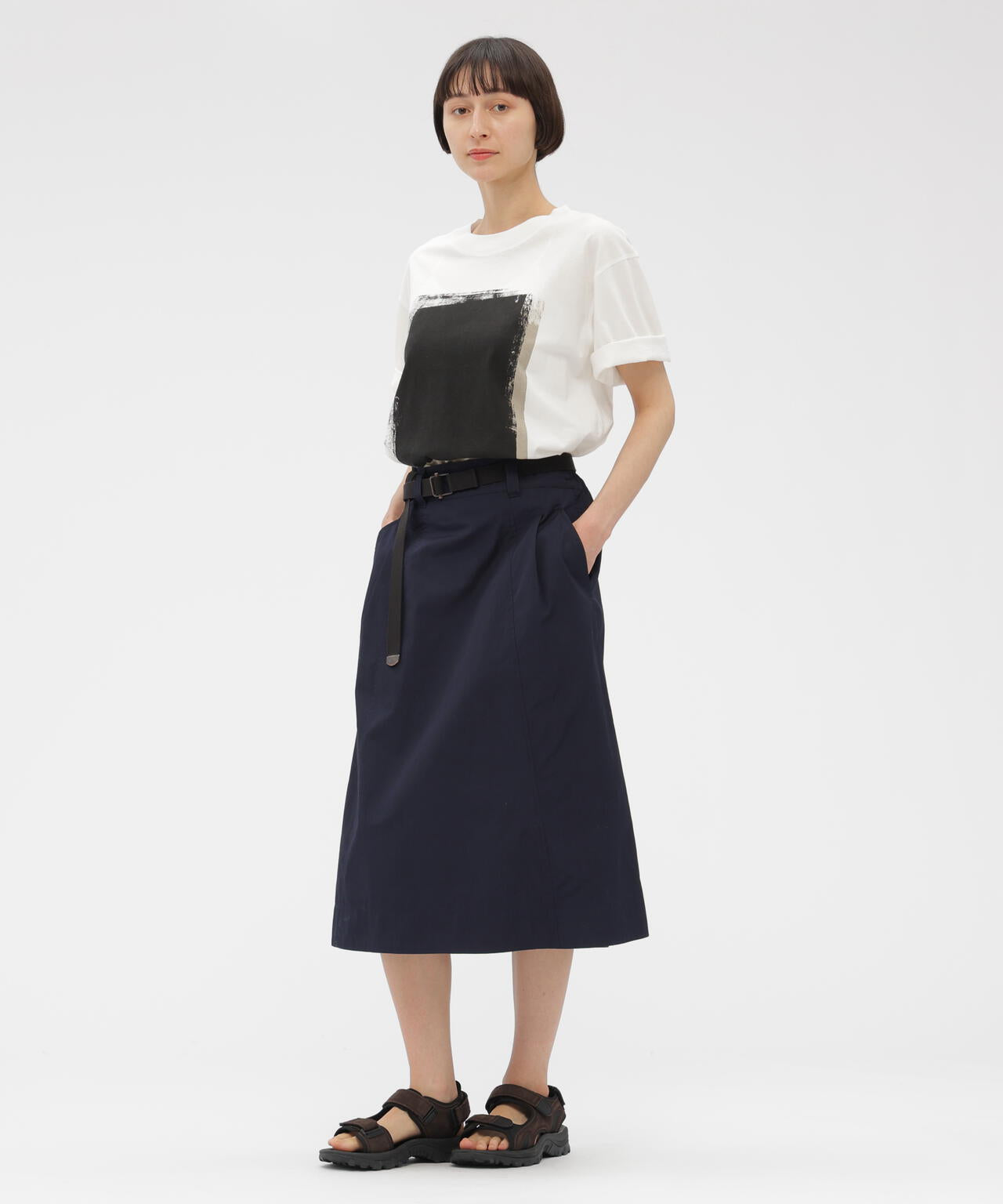 FINE COMPACT COTTON POPLIN SKIRT