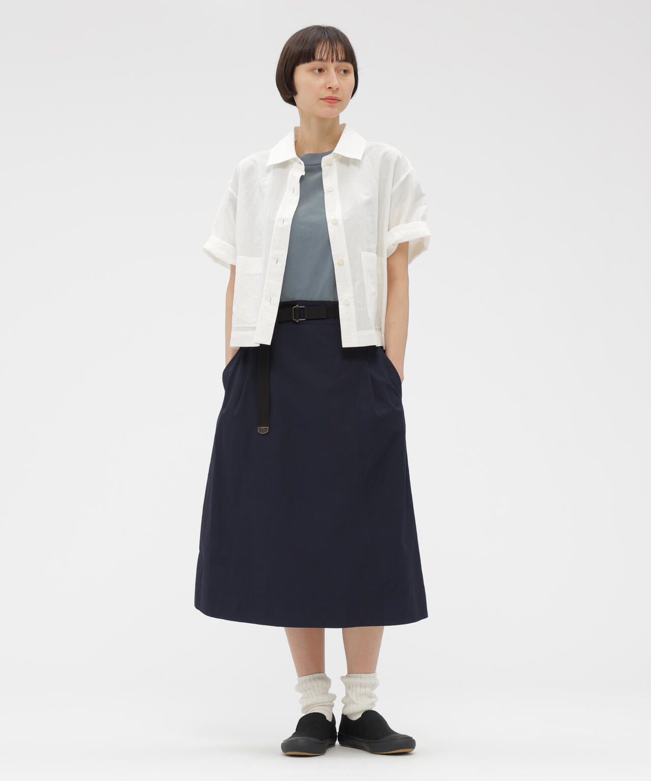 FINE COMPACT COTTON POPLIN SKIRT