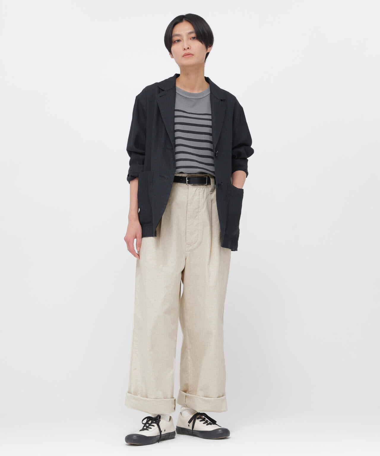BELGIAN LINEN COTTON PLAINWEAVE TROUSERS