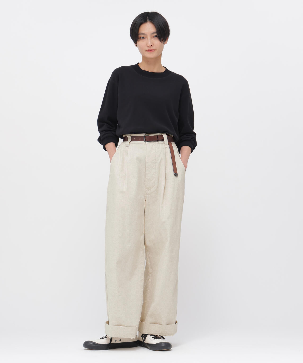 BELGIAN LINEN COTTON PLAINWEAVE TROUSERS