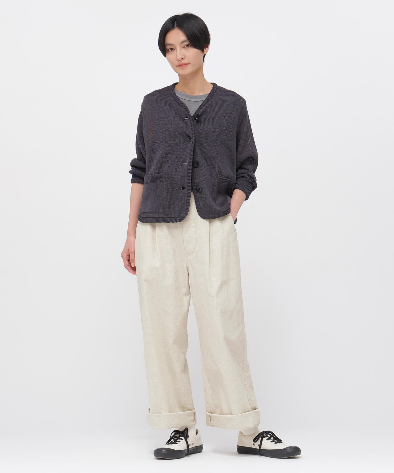 BELGIAN LINEN COTTON PLAINWEAVE TROUSERS