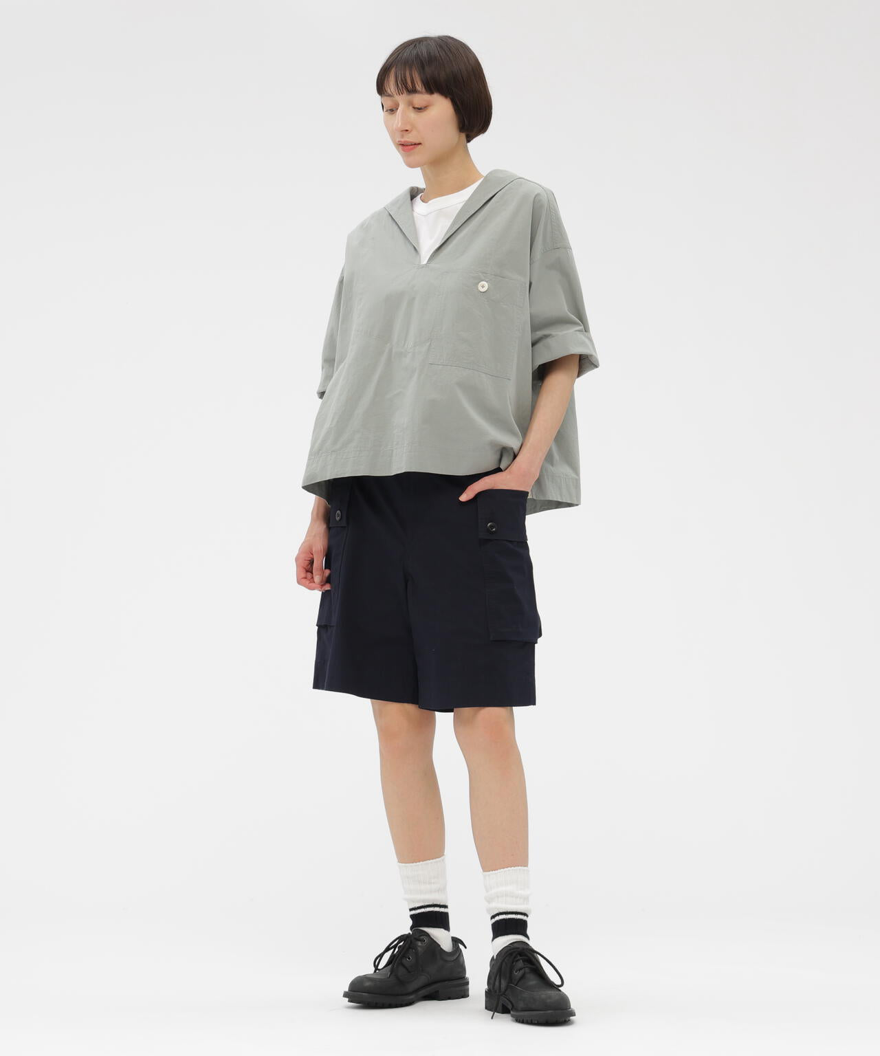 WASHED COTTON NYLON RIPSTOP TROUSERS