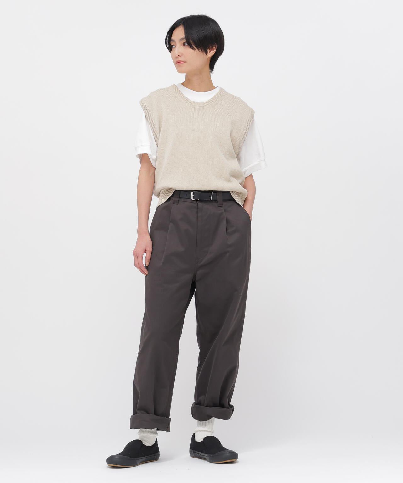 WASHED CHINO COTTON TROUSERS