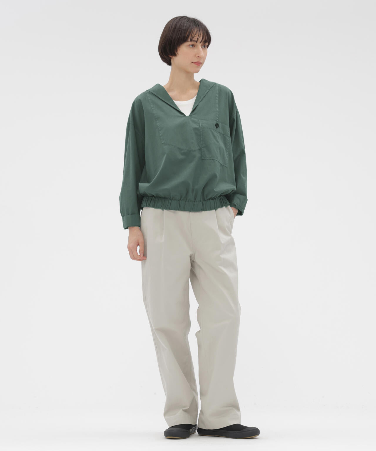 WASHED CHINO COTTON TROUSERS