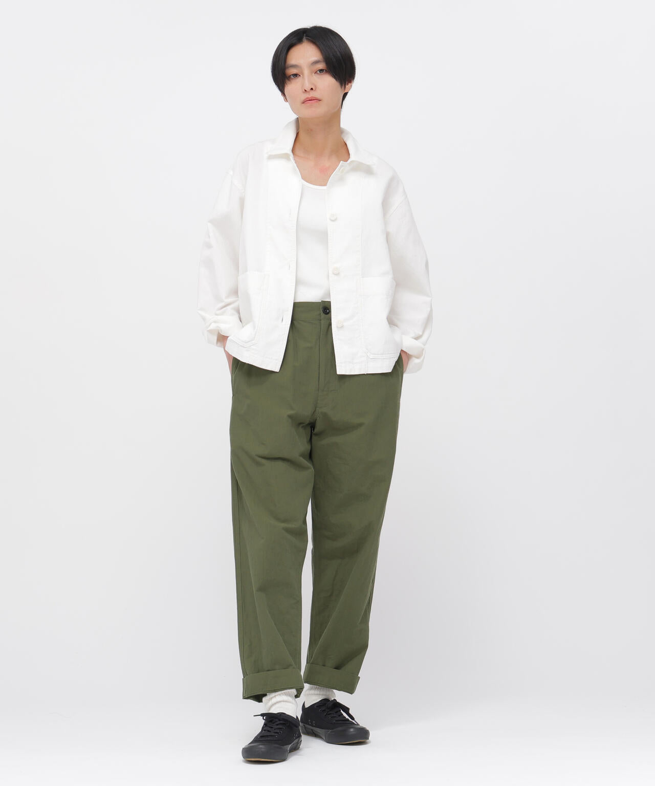 CRISP COTTON CHAMBRAY TROUSERS