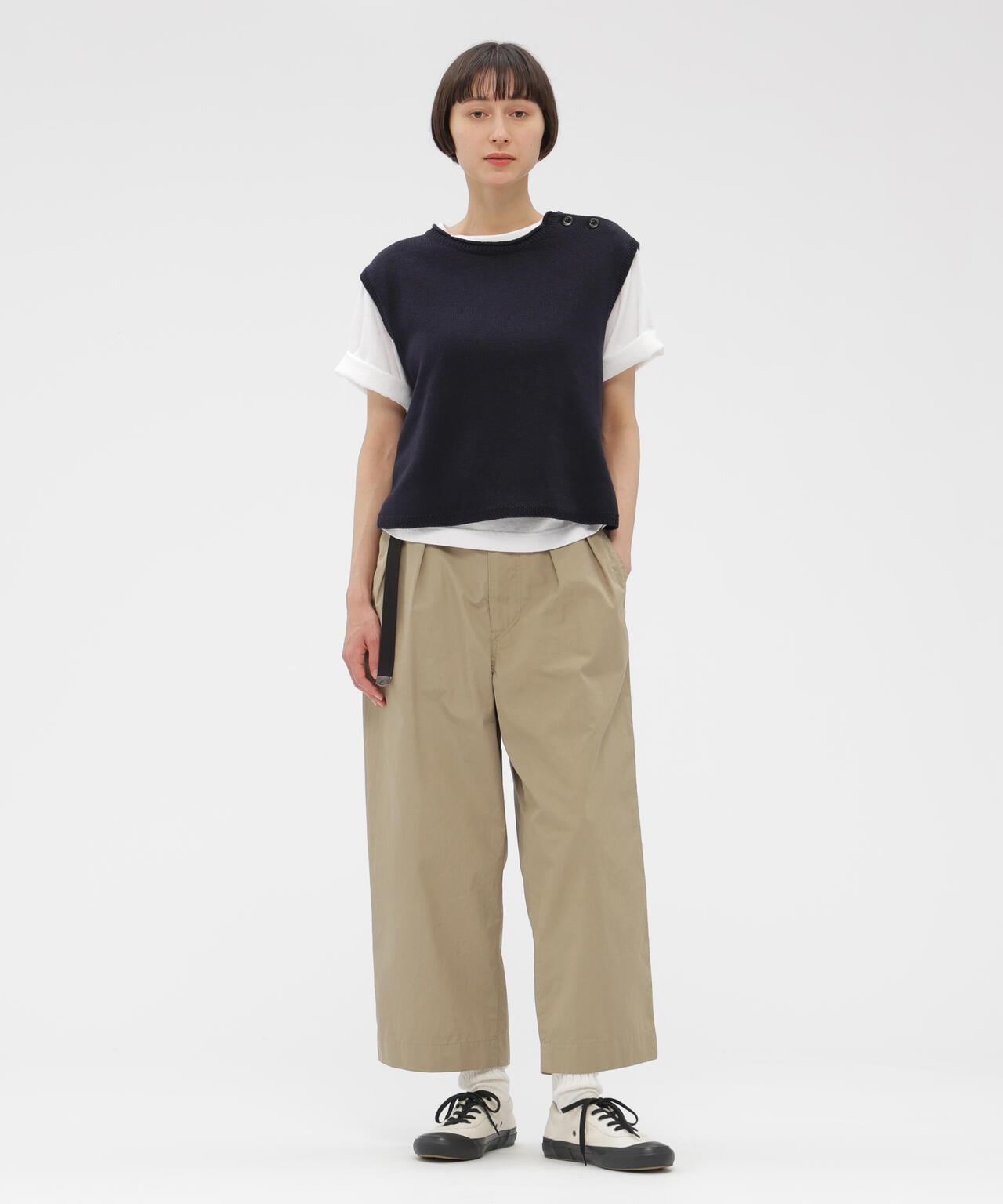 FINE COMPACT COTTON POPLIN TROUSERS