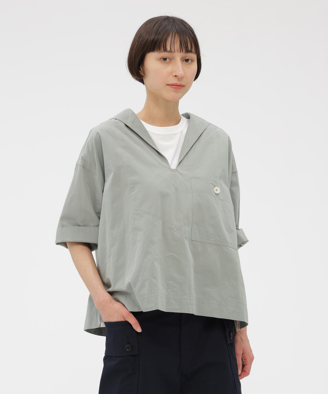 SANDED COTTON LINEN SHIRT