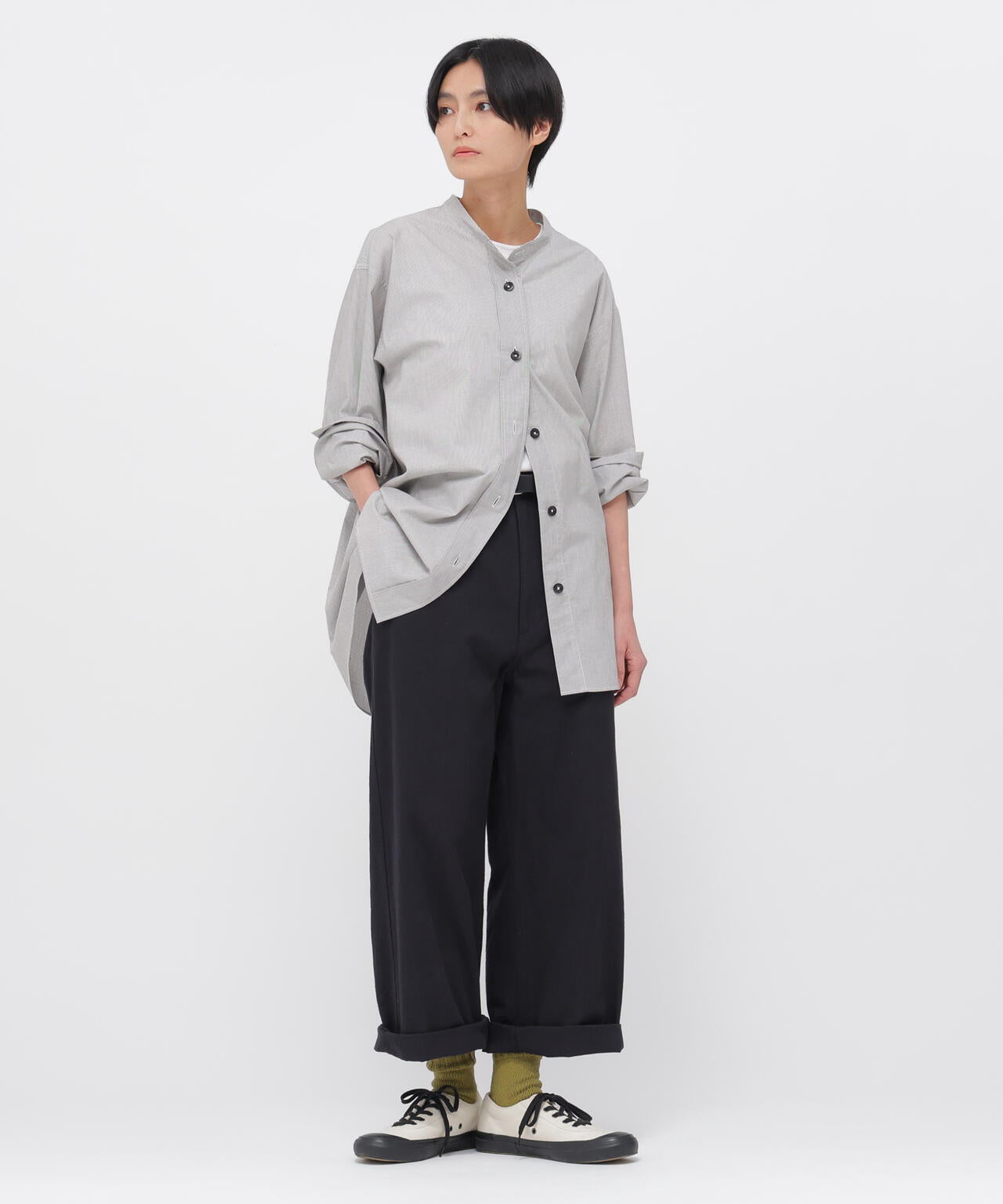 WORN COTTON HAIRLINE STRIPE SHIRT