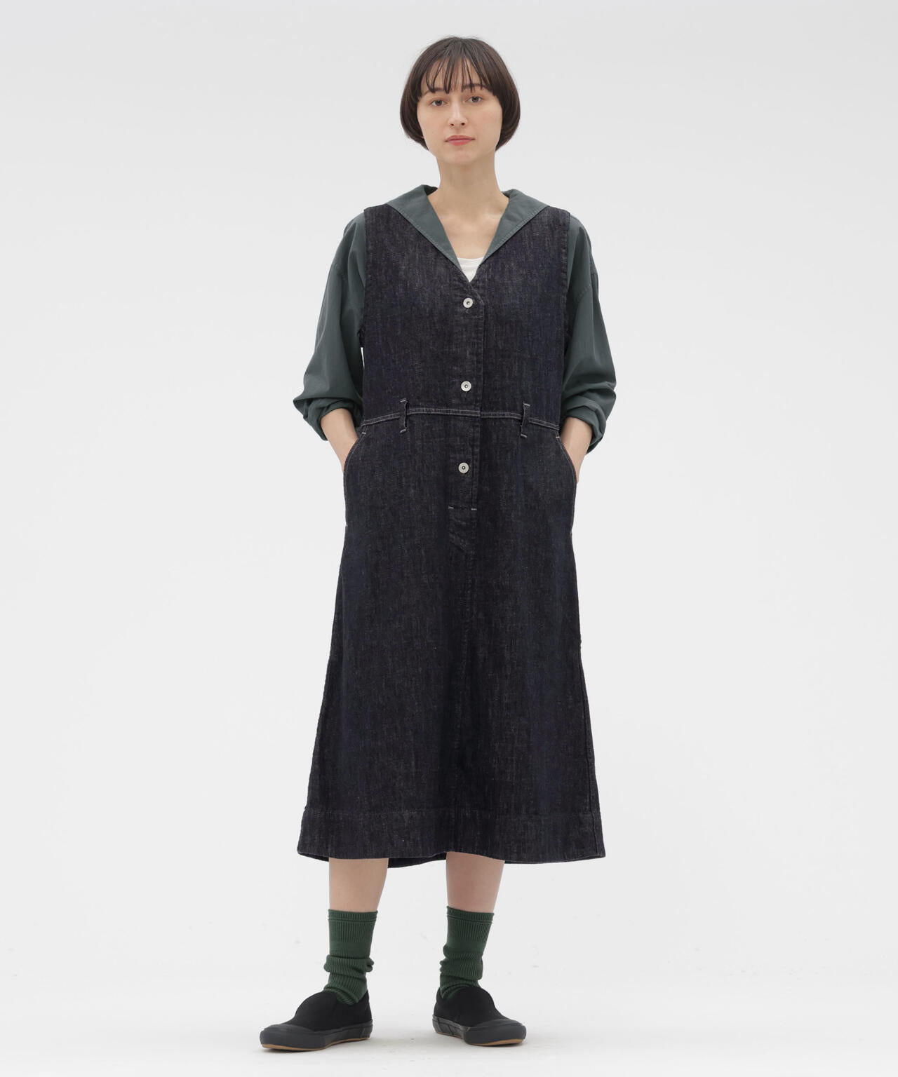 CANTON BLACK LIGHT DENIM DRESS