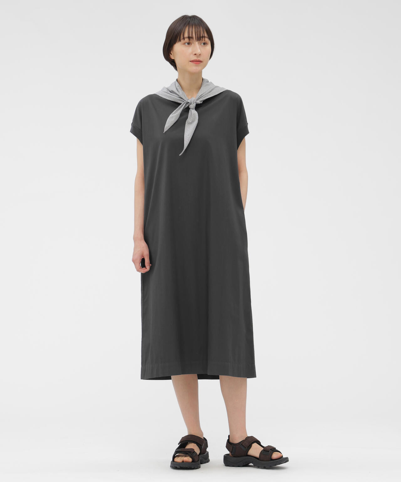 GARMENT DYED COTTON POPLIN DRESS