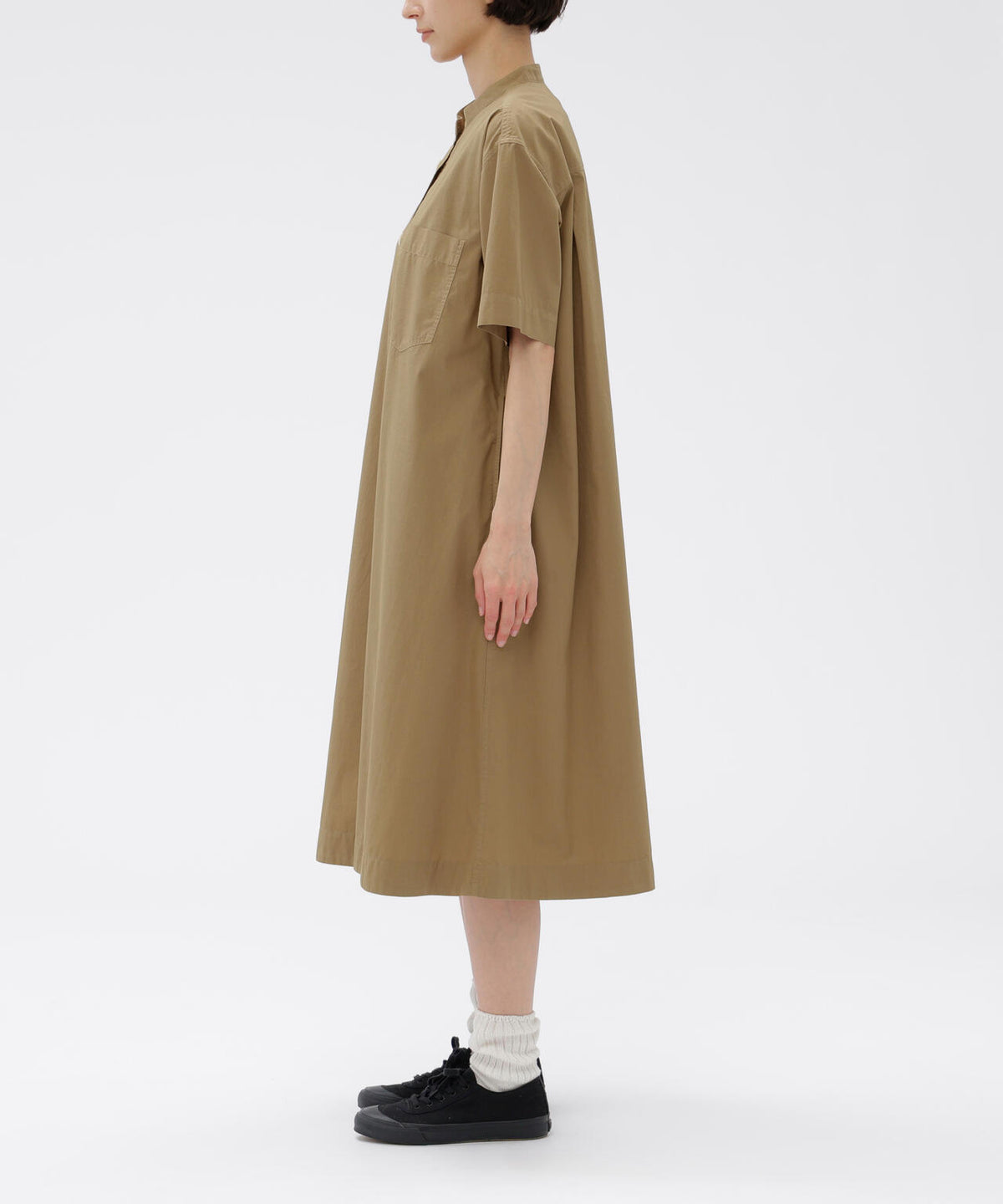 GARMENT DYED COTTON POPLIN DRESS