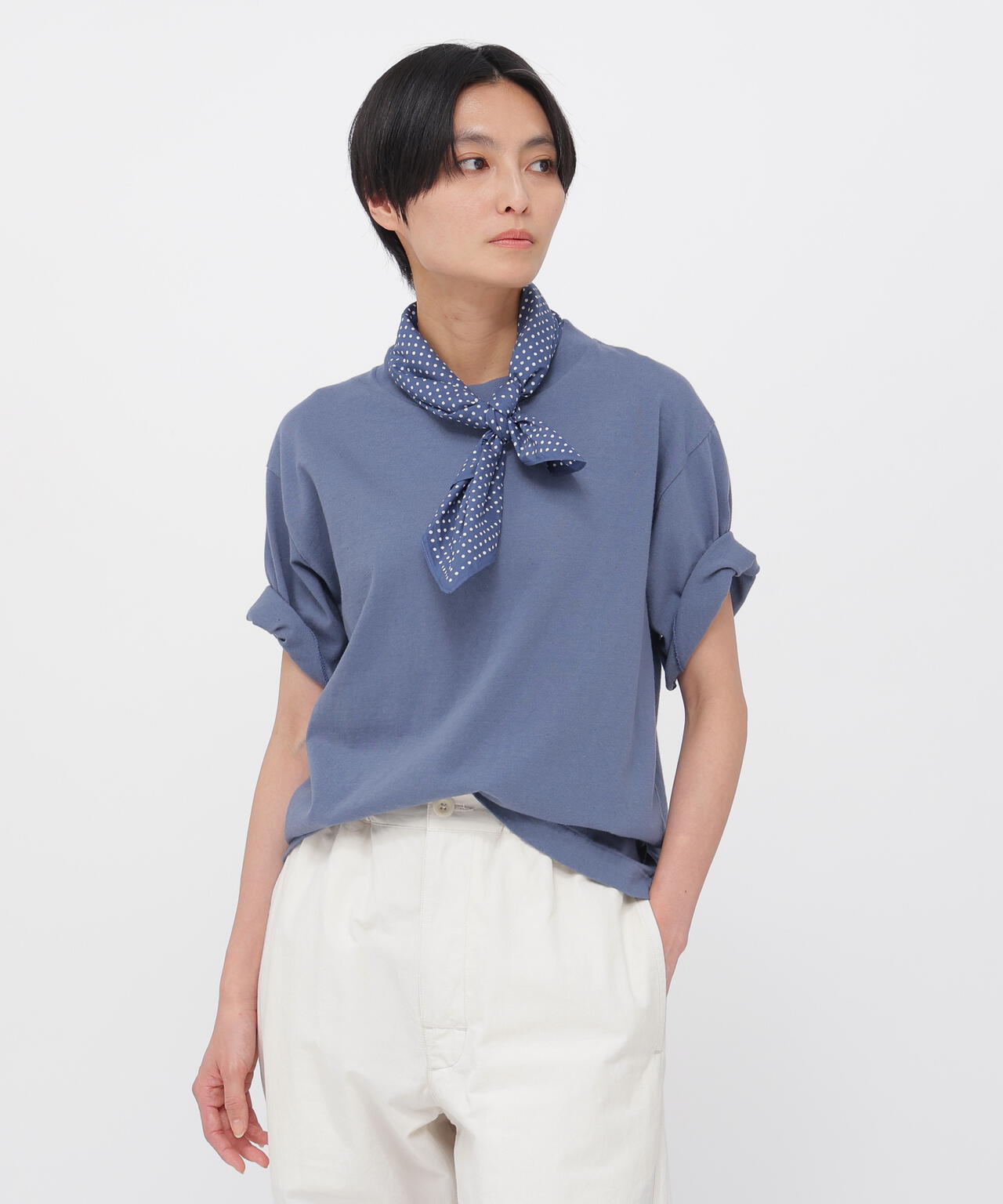 マーガレットハウエル ロールアップ袖 ドビードットシャツ 1 紺 日本製 春夏 MARGARET HOWELL（シャツ/ブラウス(長袖/七分)）のフリマアイテム一覧