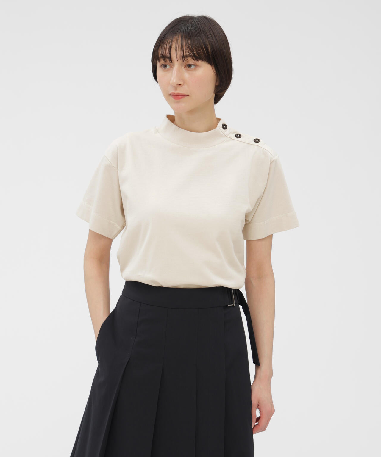 GARMENT DYED TOUGH COTTON LINEN JERSEY TOP