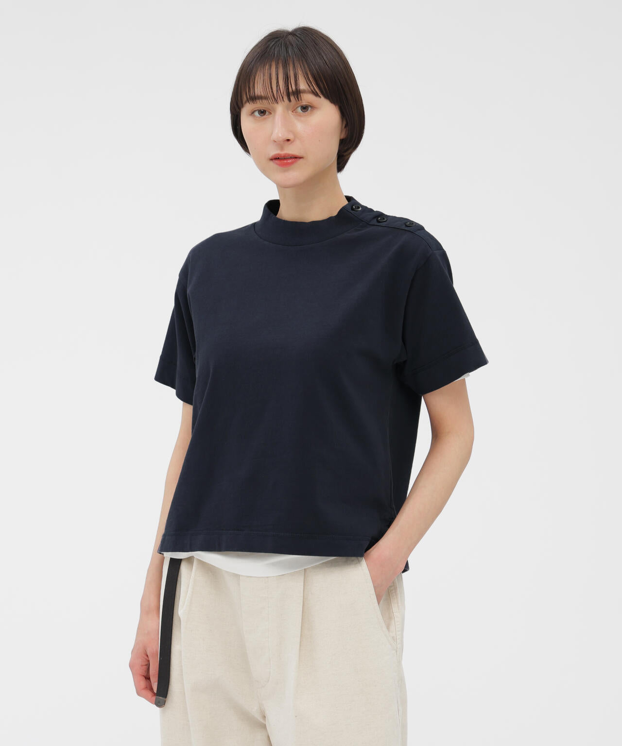 GARMENT DYED TOUGH COTTON LINEN JERSEY TOP