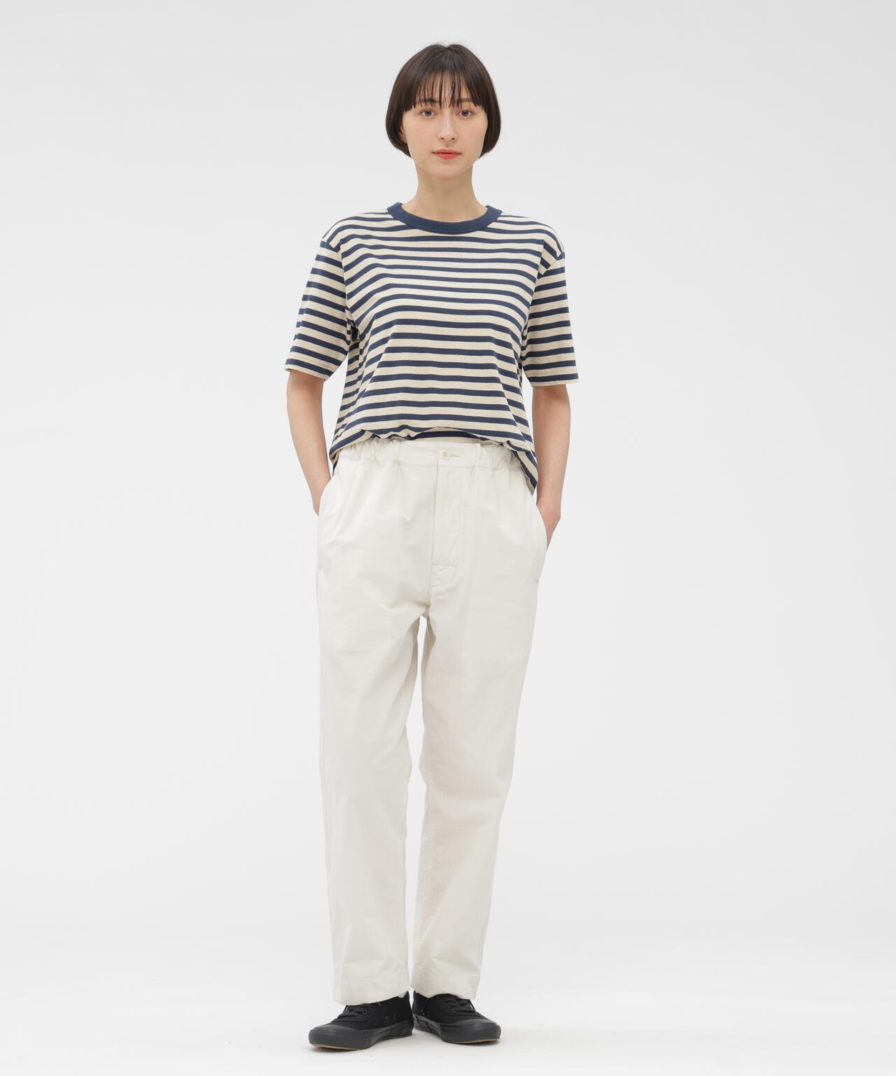 COTTON LINEN STRIPE JERSEY TOP