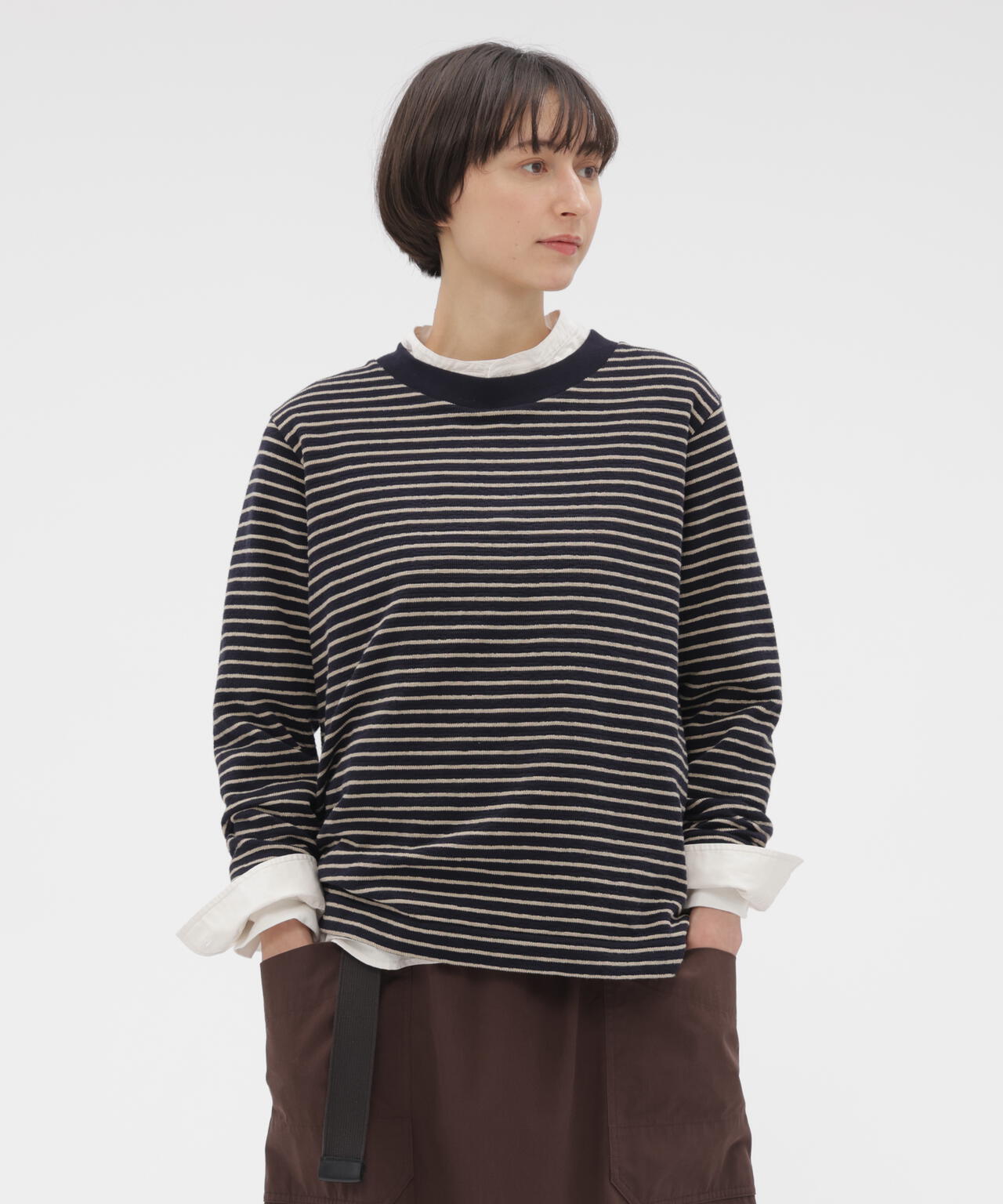 TEXTURED COTTON STRIPE TOP