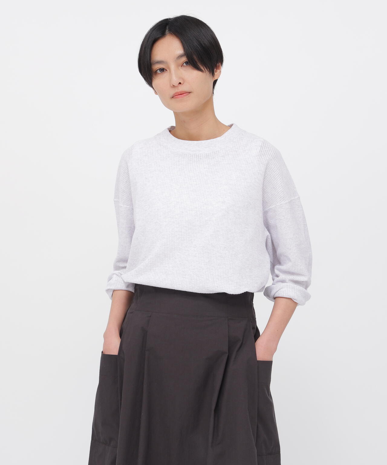 COTTON JERSEY MESH TOP