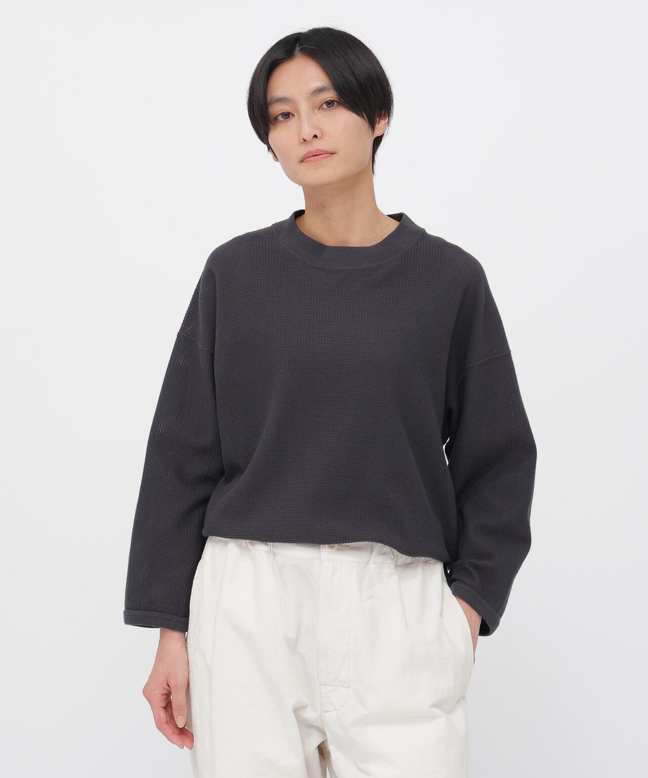 COTTON JERSEY MESH TOP