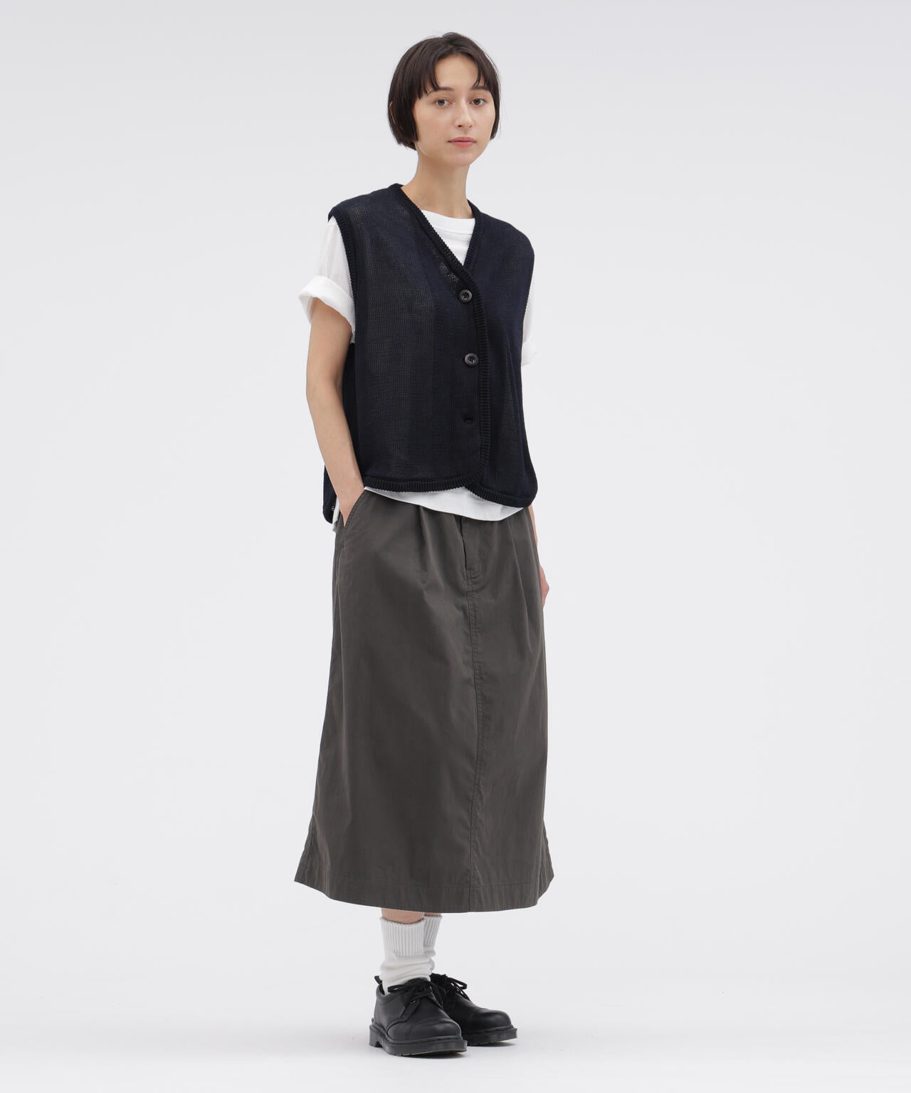WASHED COTTON NYLON SKIRT