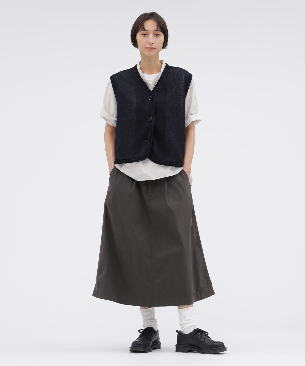 WASHED COTTON NYLON SKIRT