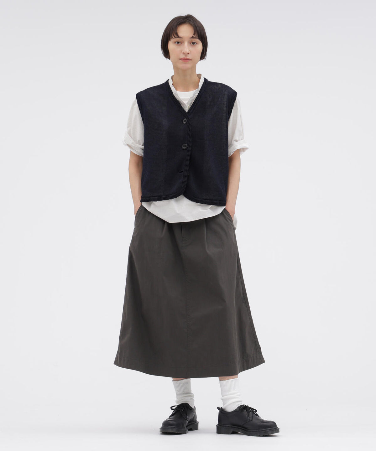 WASHED COTTON NYLON SKIRT