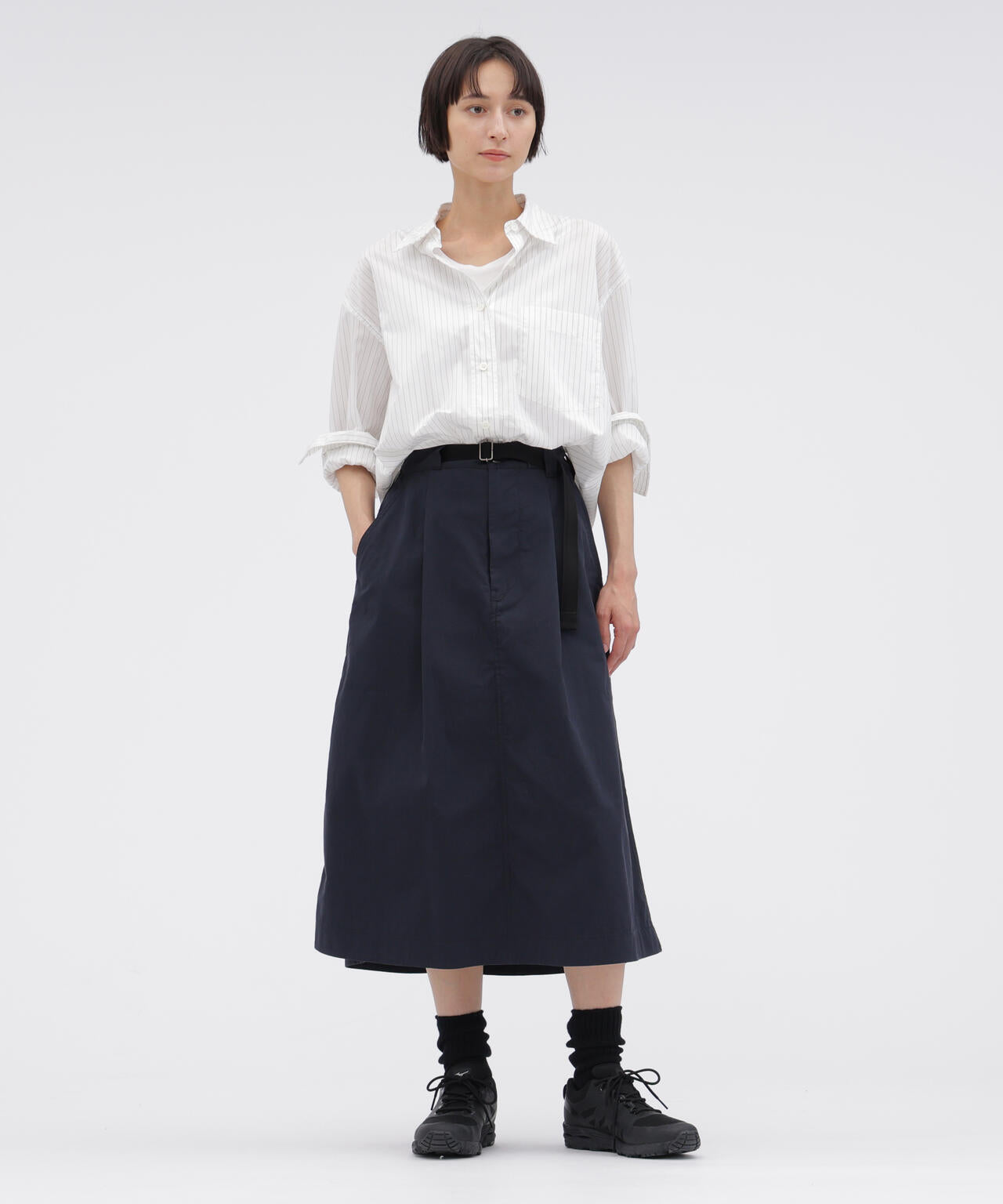 WASHED COTTON NYLON SKIRT