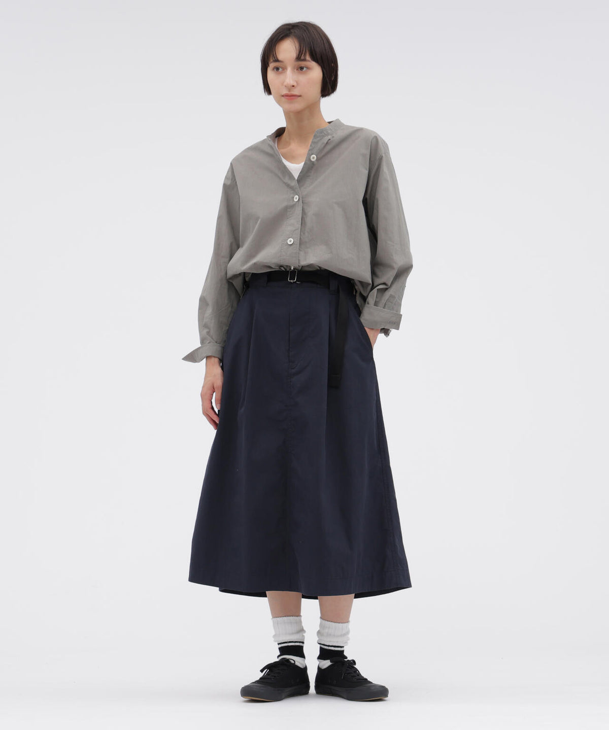 WASHED COTTON NYLON SKIRT