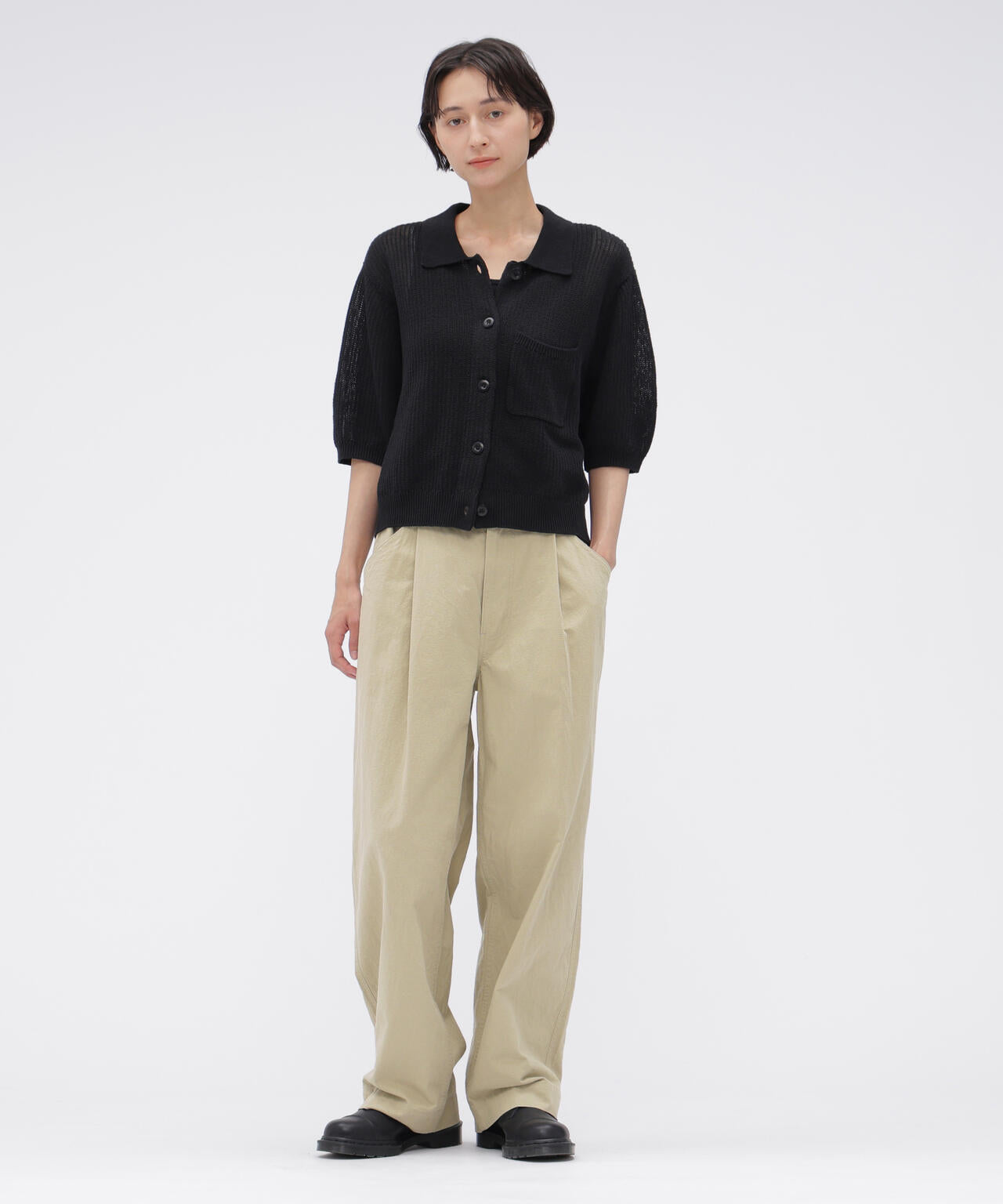 COTTON LINEN TINY RIPSTOP TROUSERS