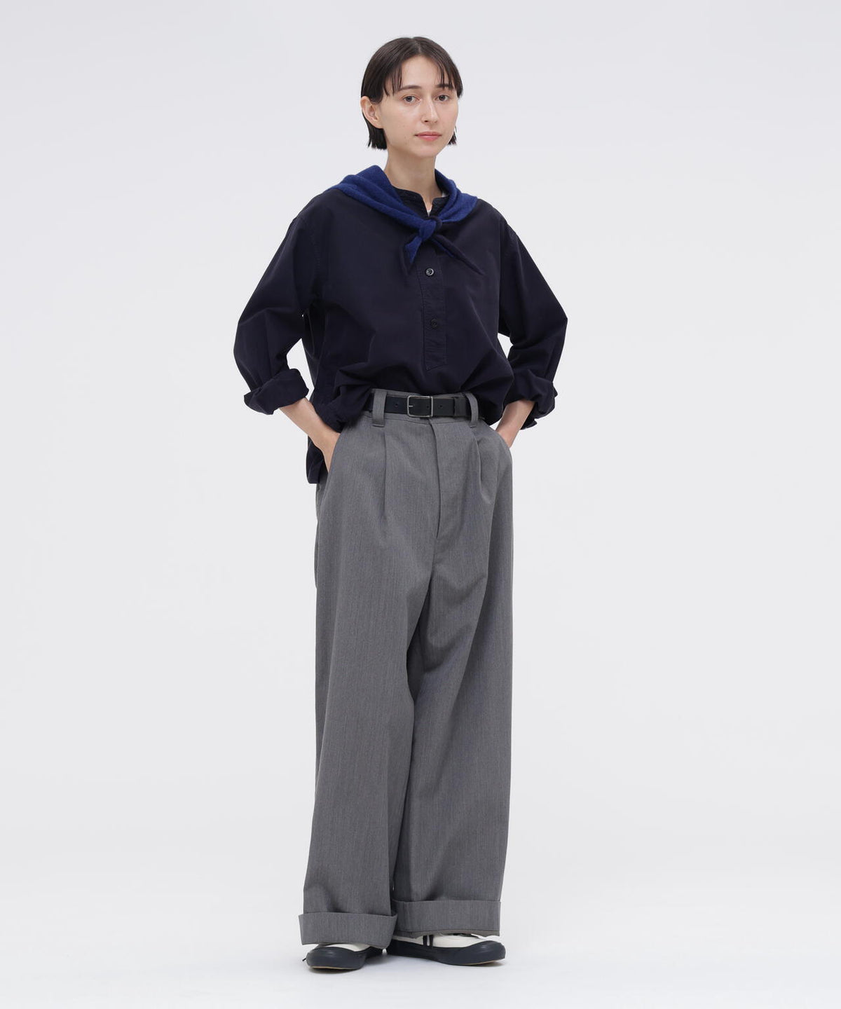 WOOL COTTON TWILL TROUSERS