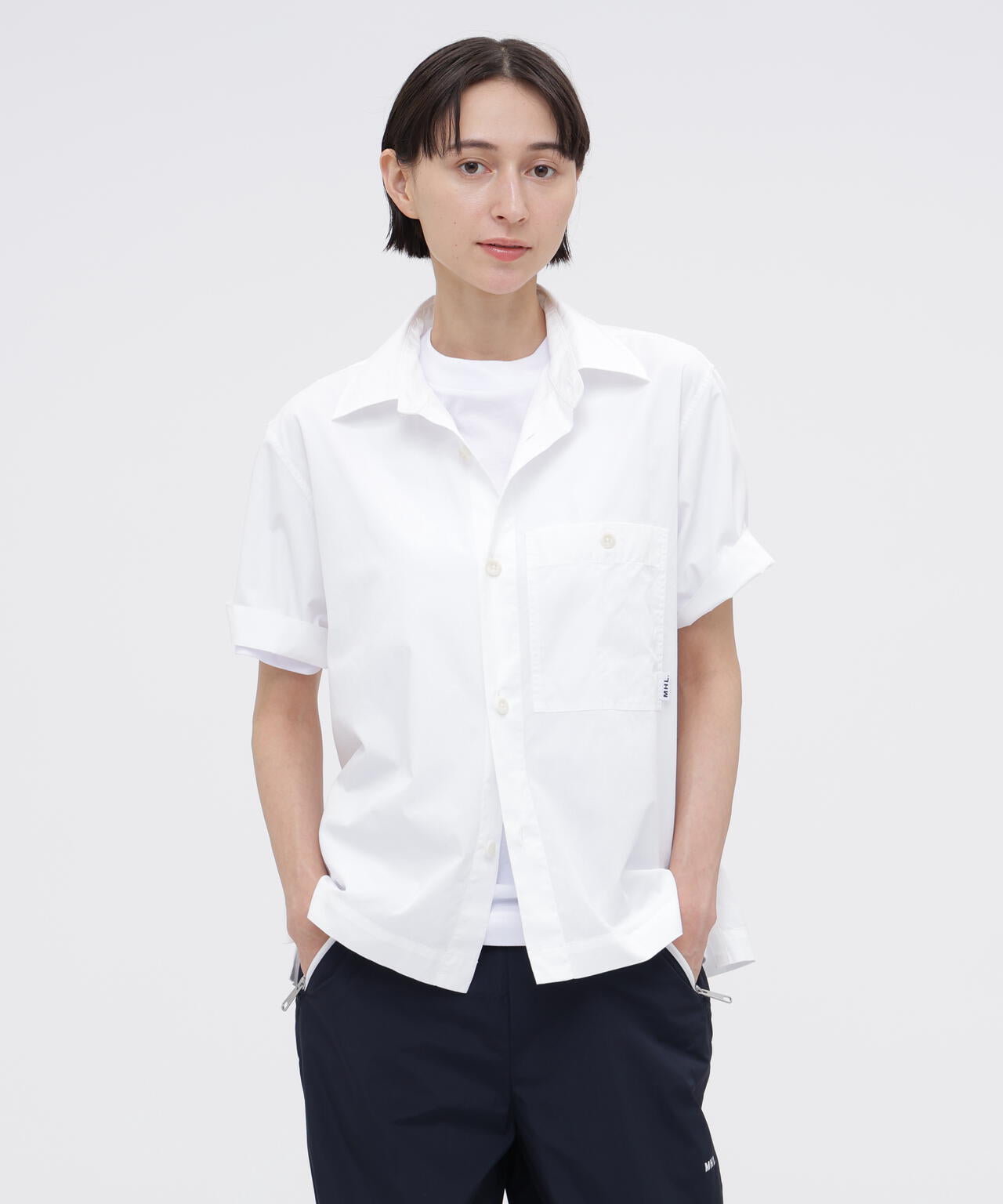 MHL. UTILITY WEAR PIECE DYED COTTON POPLIN SHIRT