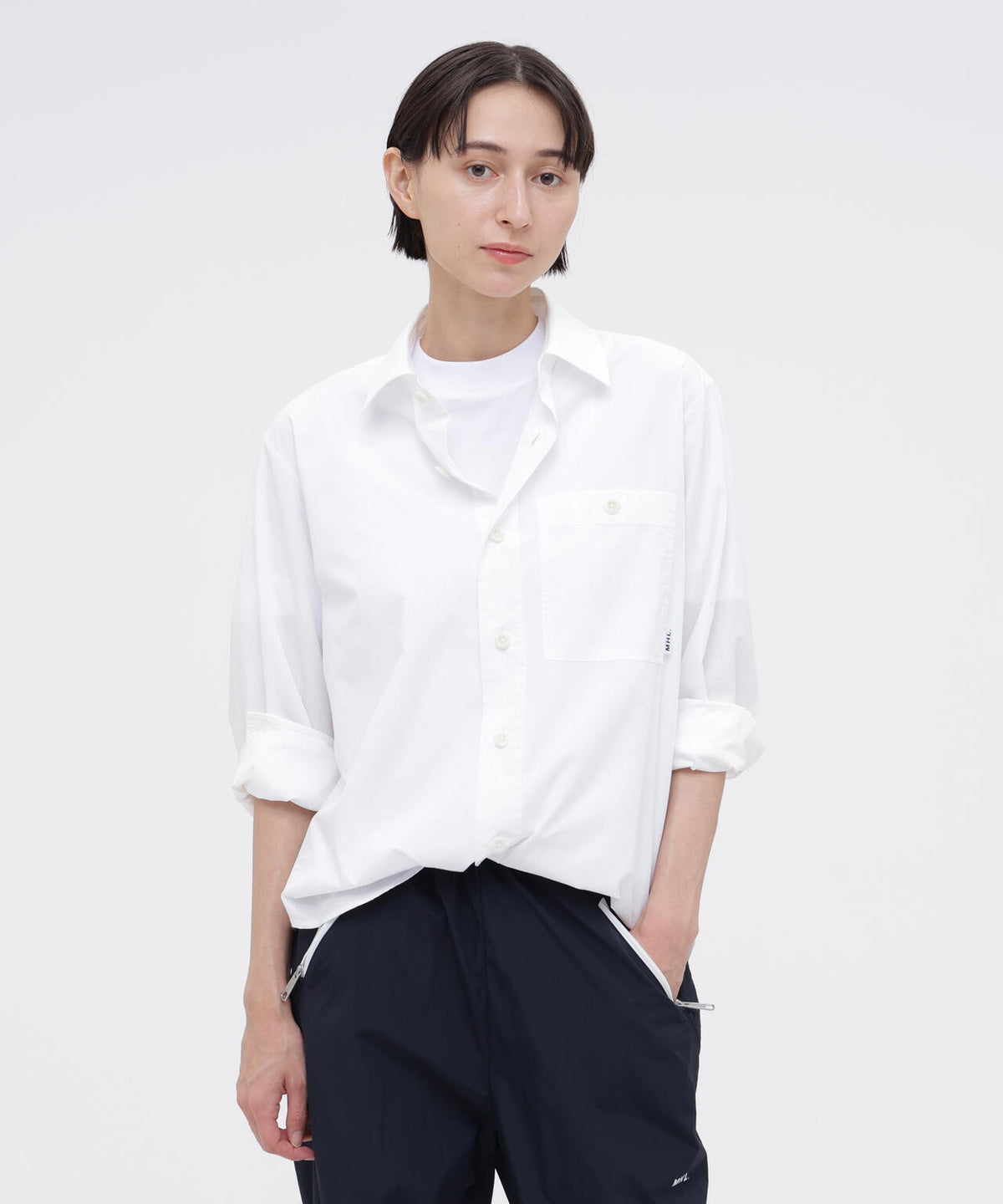 MHL. UTILITY WEAR PIECE DYED COTTON POPLIN SHIRT