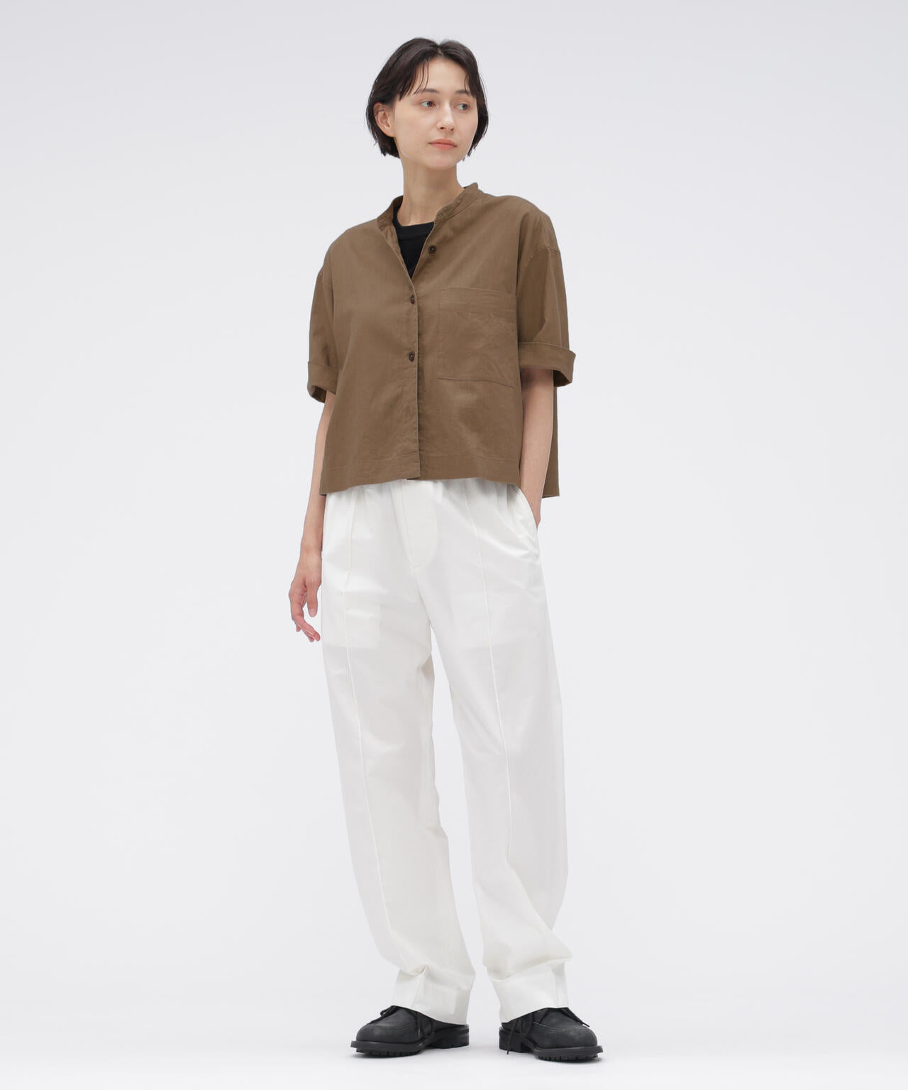 SURFACE DYED COTTON LINEN SHIRT