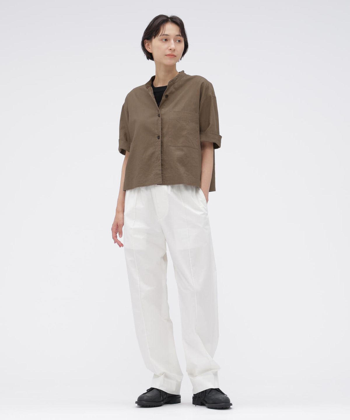 SURFACE DYED COTTON LINEN SHIRT