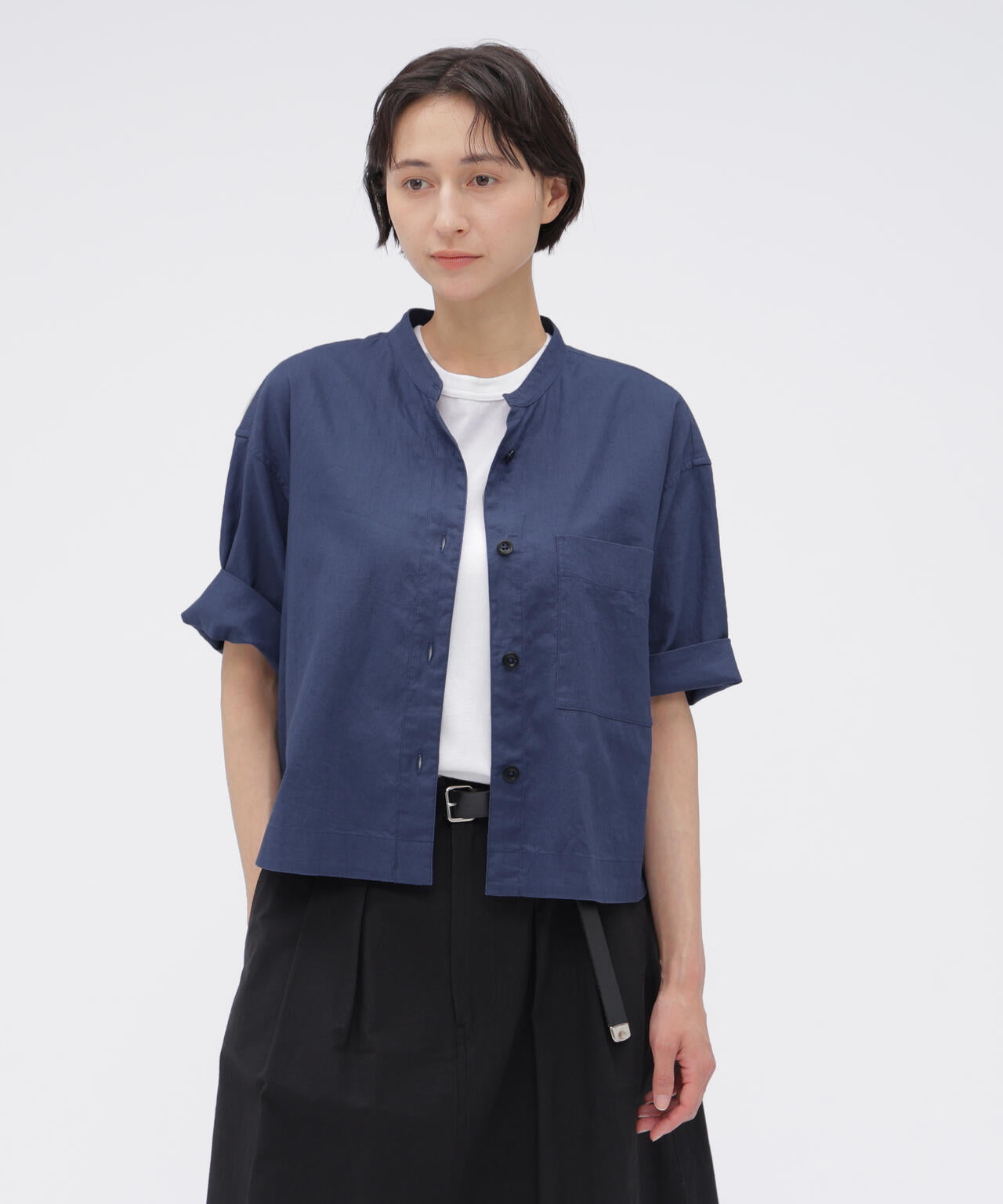 SURFACE DYED COTTON LINEN SHIRT