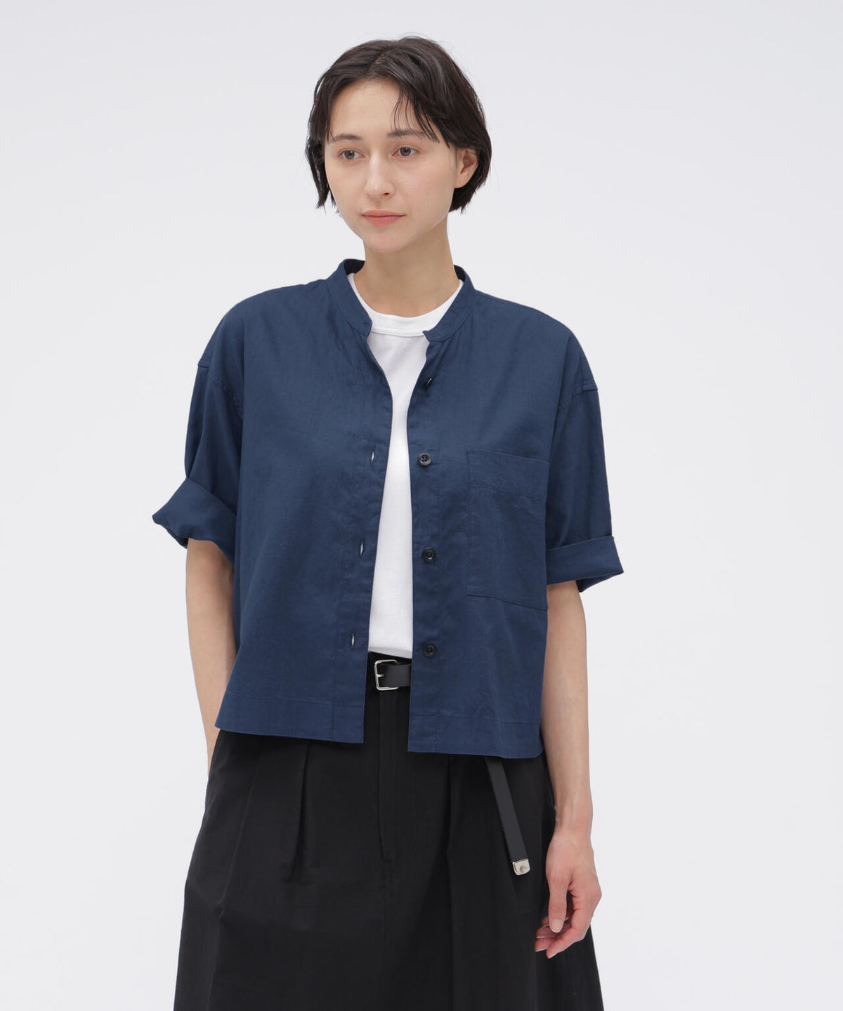 SURFACE DYED COTTON LINEN SHIRT