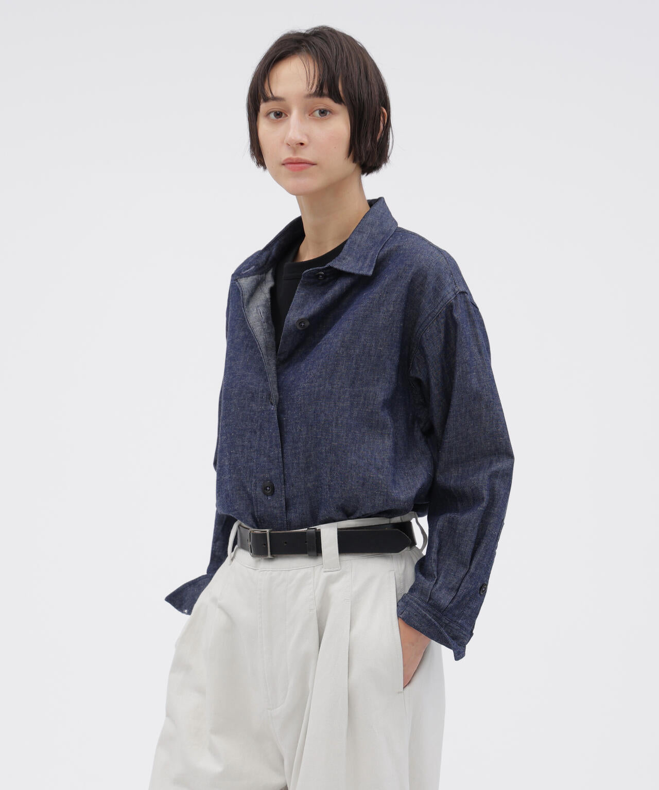COTTON LINEN DENIM SHIRT