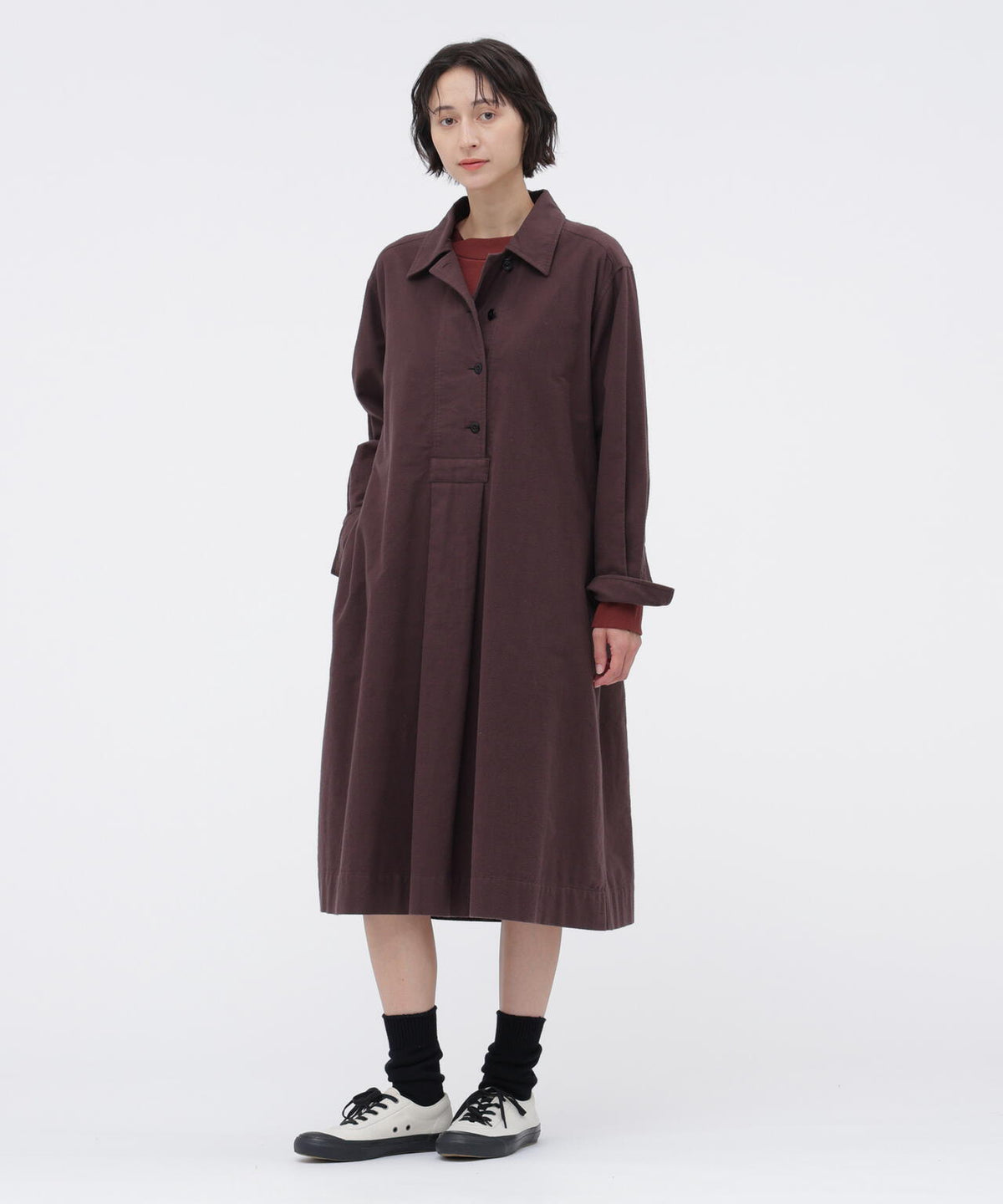 COMPACT BRUSHED COTTON DRESS