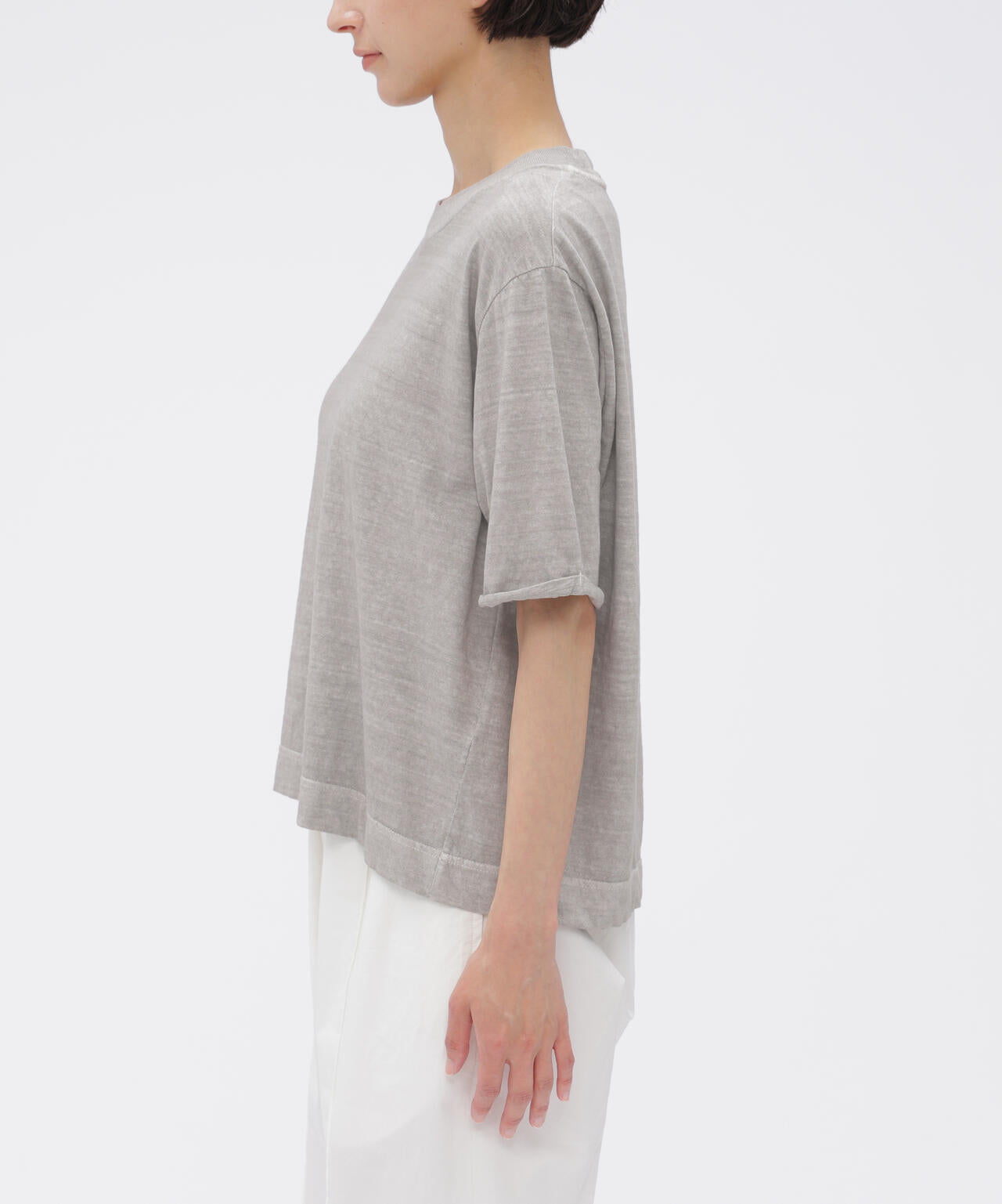 CARBON DYED COTTON LINEN TOP