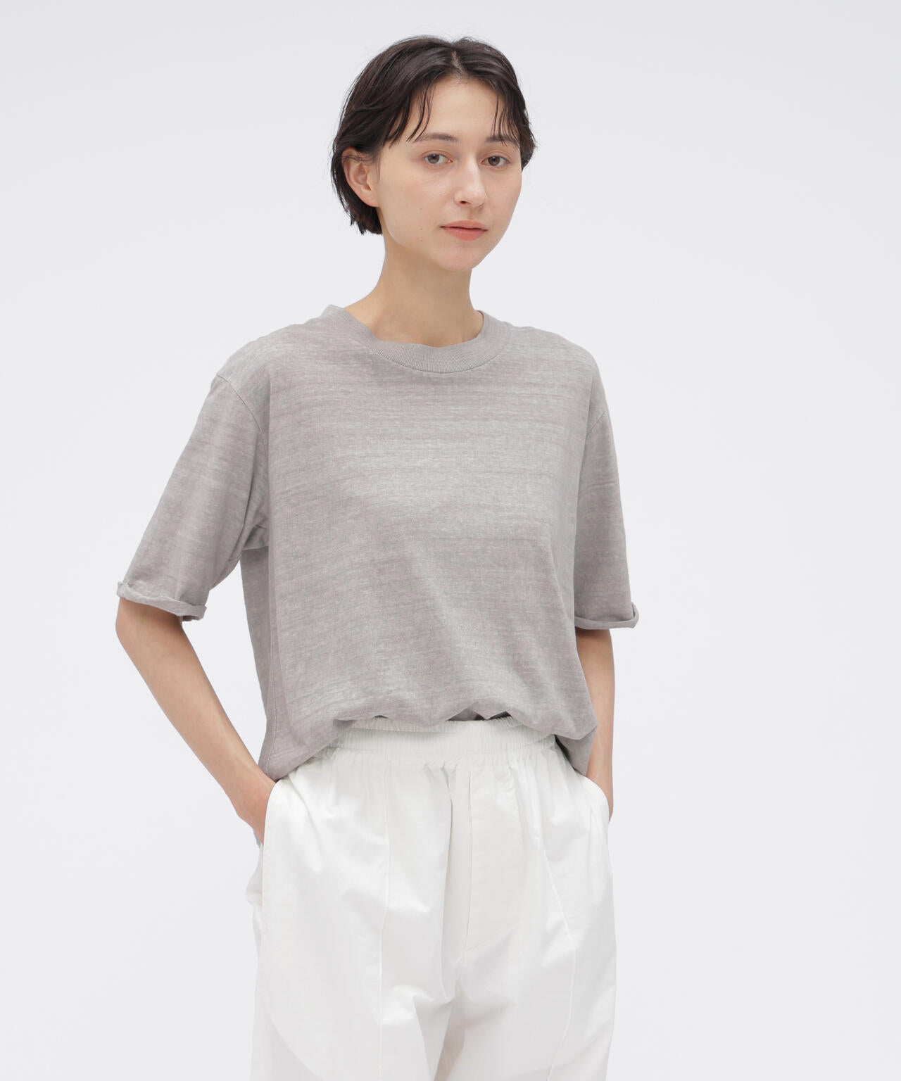 CARBON DYED COTTON LINEN TOP