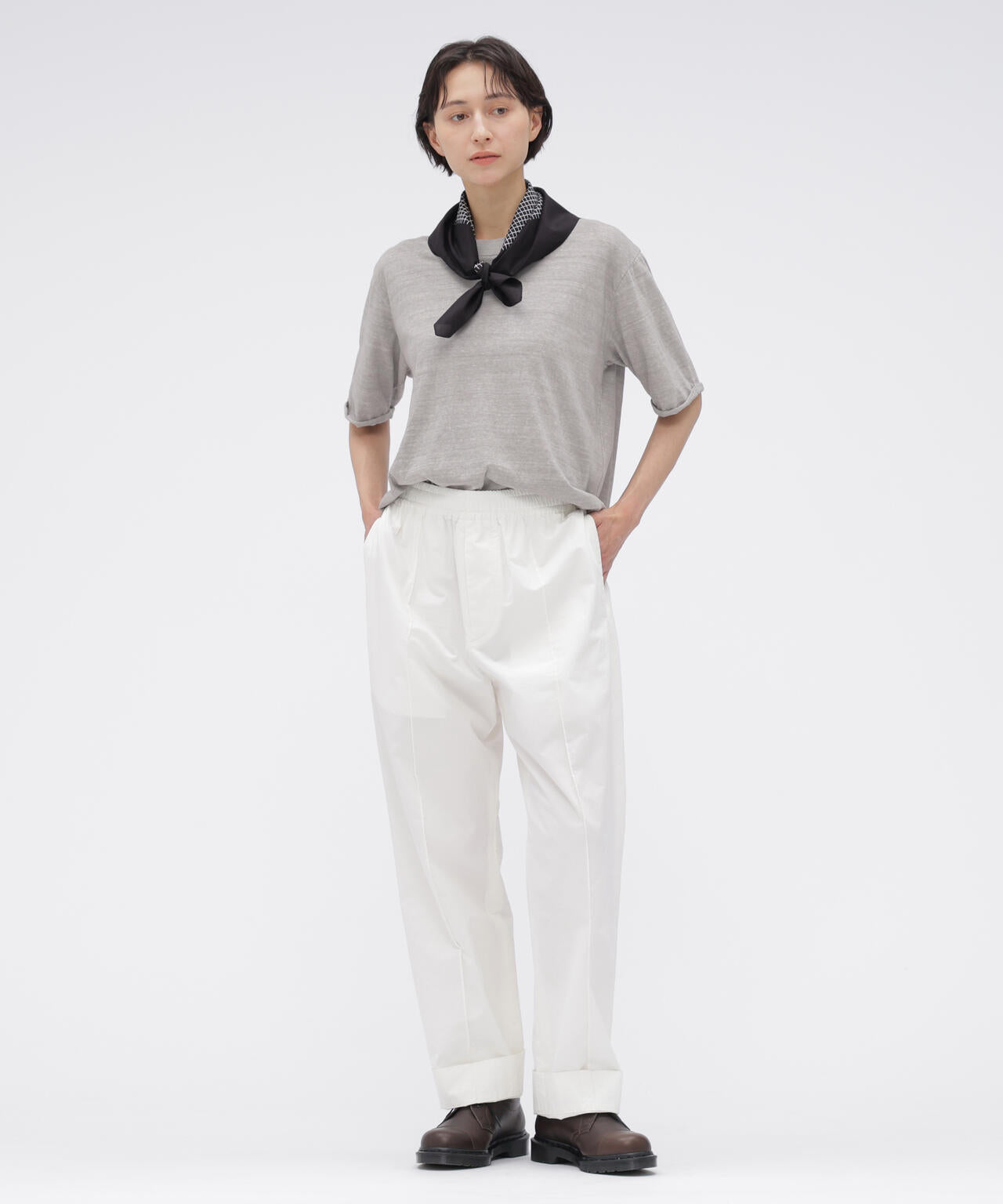 CARBON DYED COTTON LINEN TOP