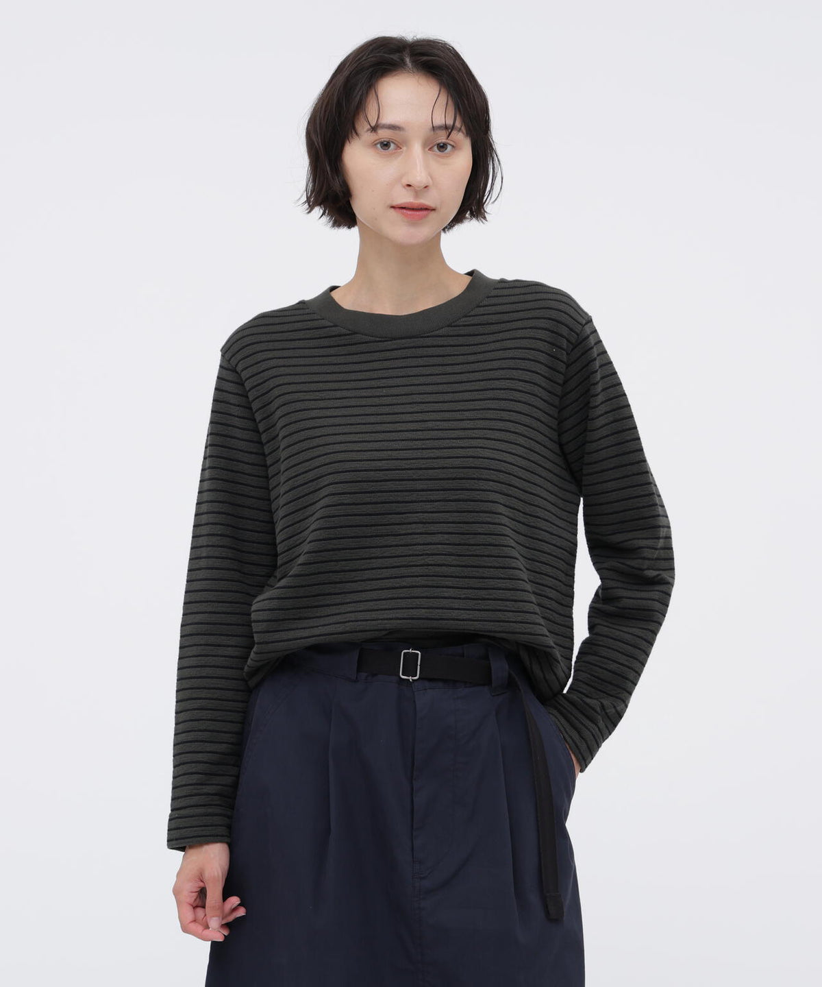 TEXTURED COTTON STRIPE TOP