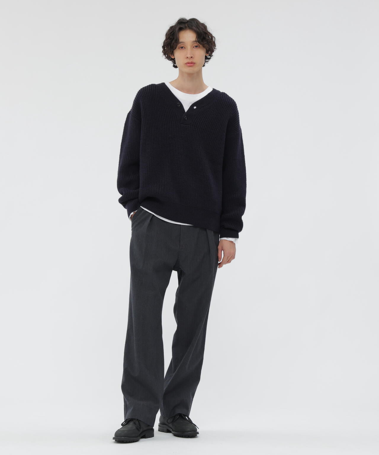 WOOL COTTON TWILL TROUSERS