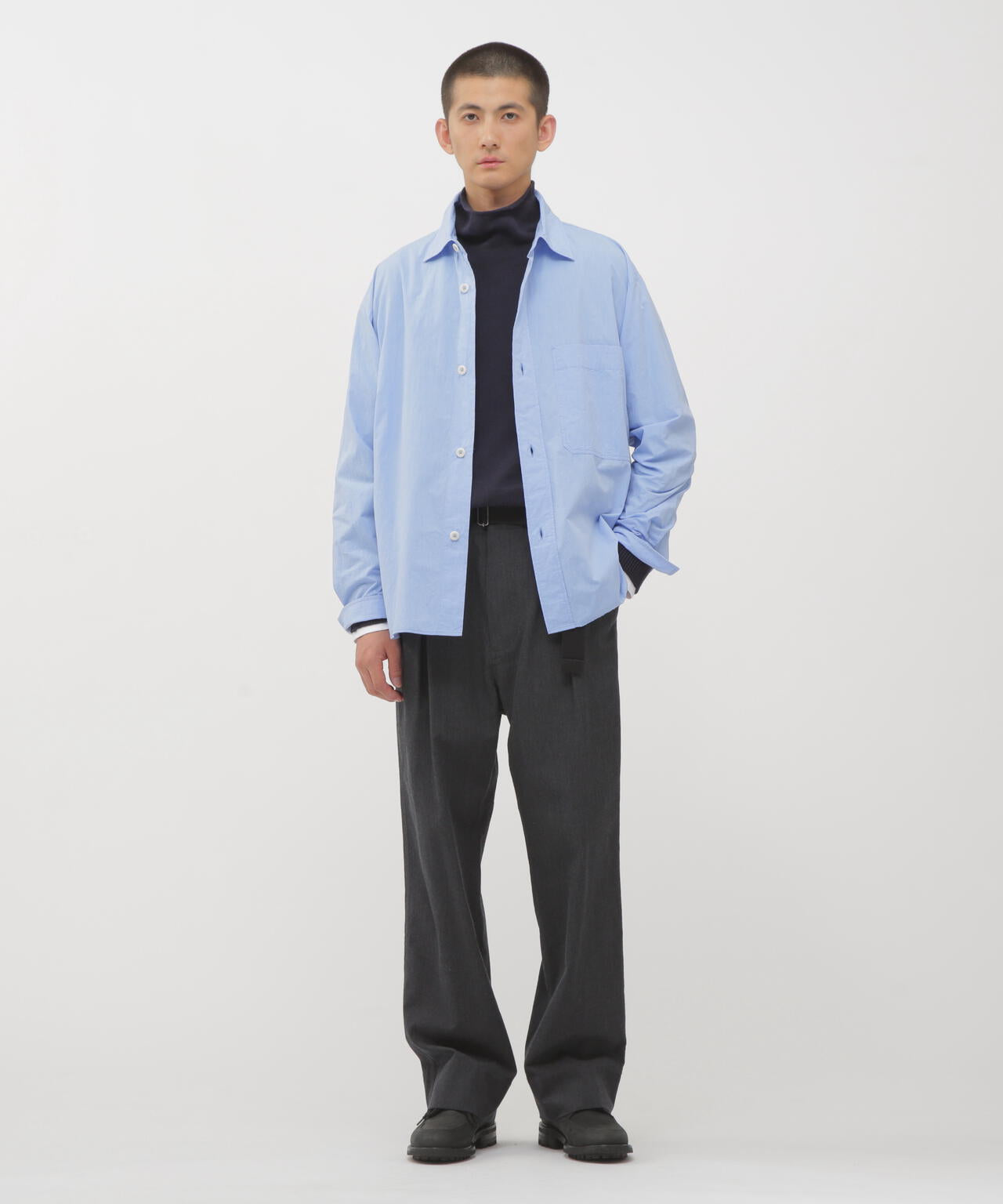 WOOL COTTON TWILL TROUSERS