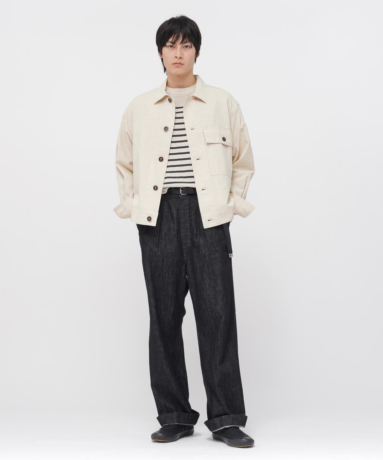 BELGIAN LINEN COTTON PLAINWEAVE BLOUSON