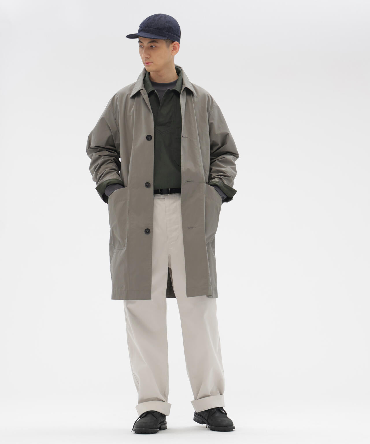 WASHED CHINO COTTON TROUSERS