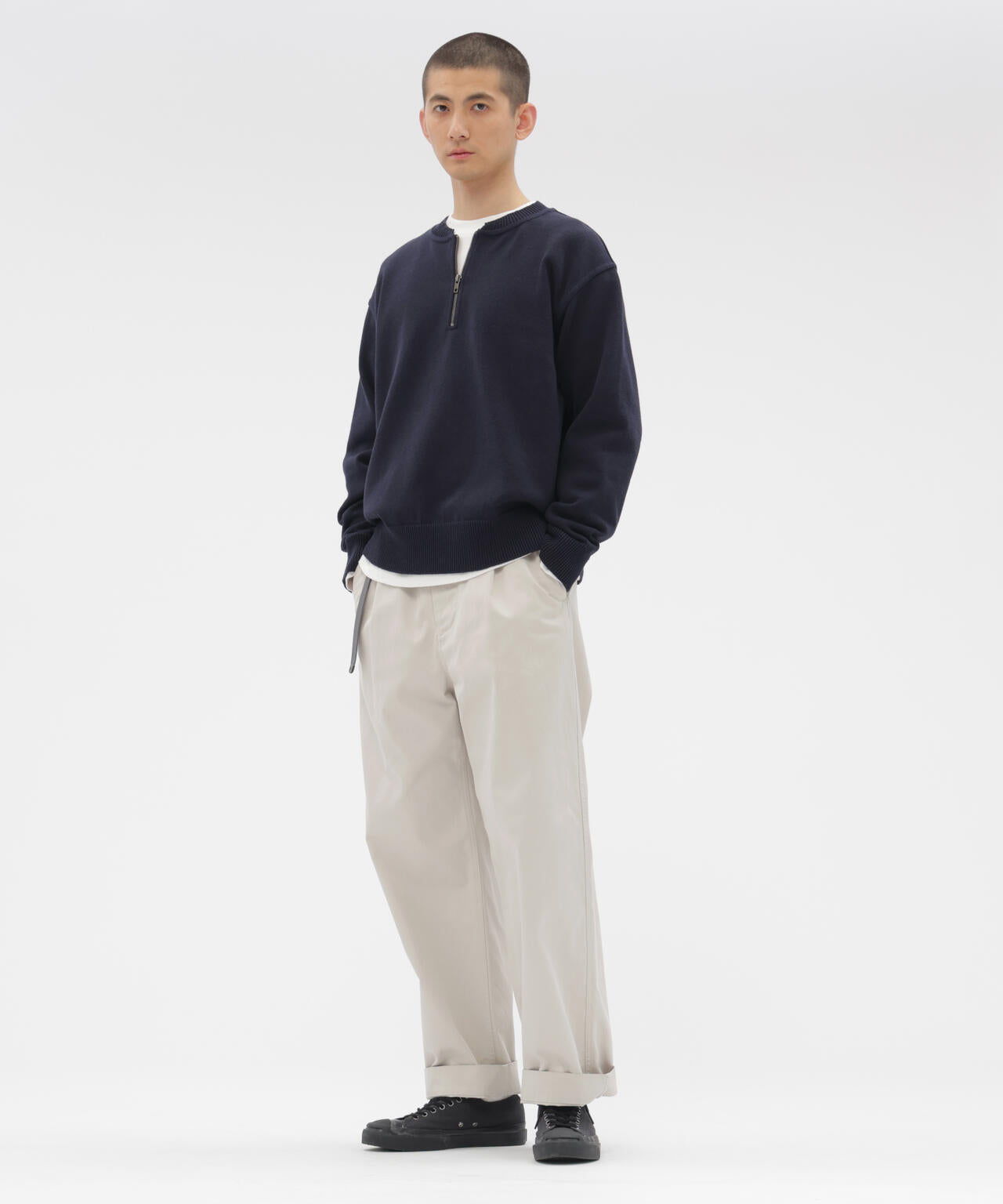 WASHED CHINO COTTON TROUSERS