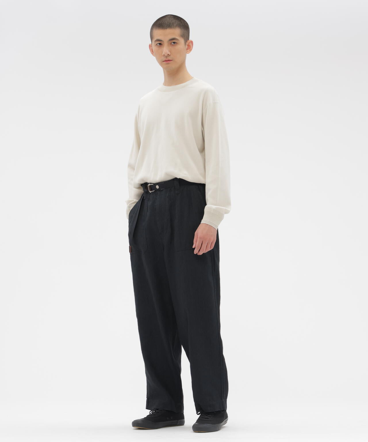 FADED WOOL LINEN TWILL TROUSERS
