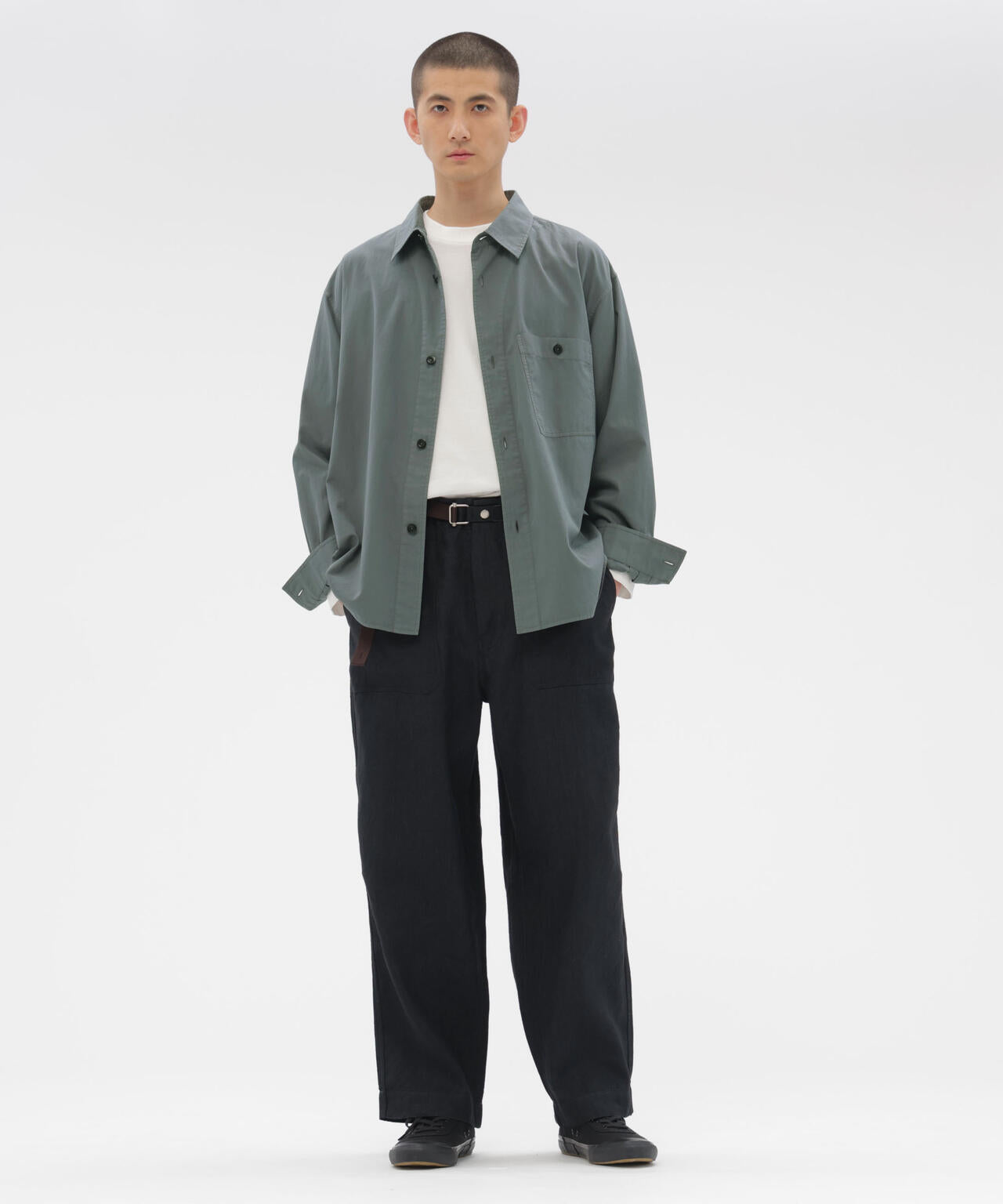 FADED WOOL LINEN TWILL TROUSERS