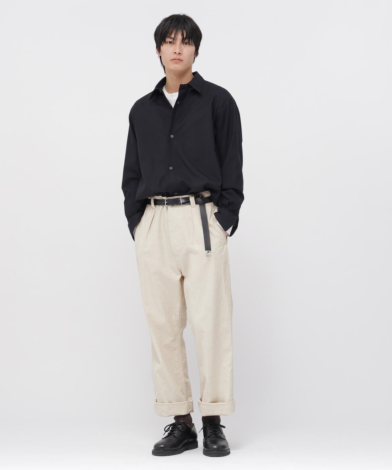 BELGIAN LINEN COTTON PLAINWEAVE TROUSERS