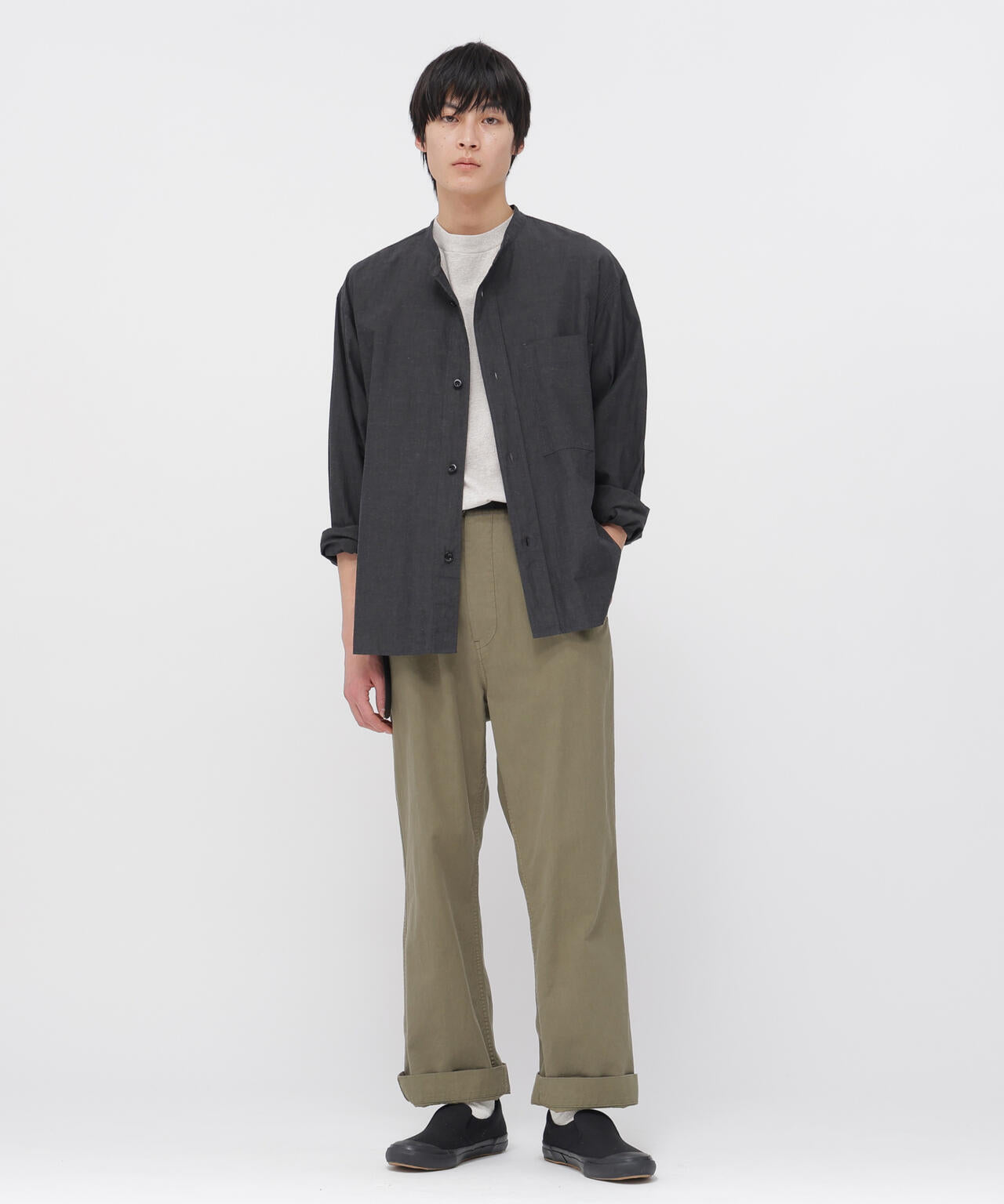 BELGIAN LINEN COTTON PLAINWEAVE TROUSERS